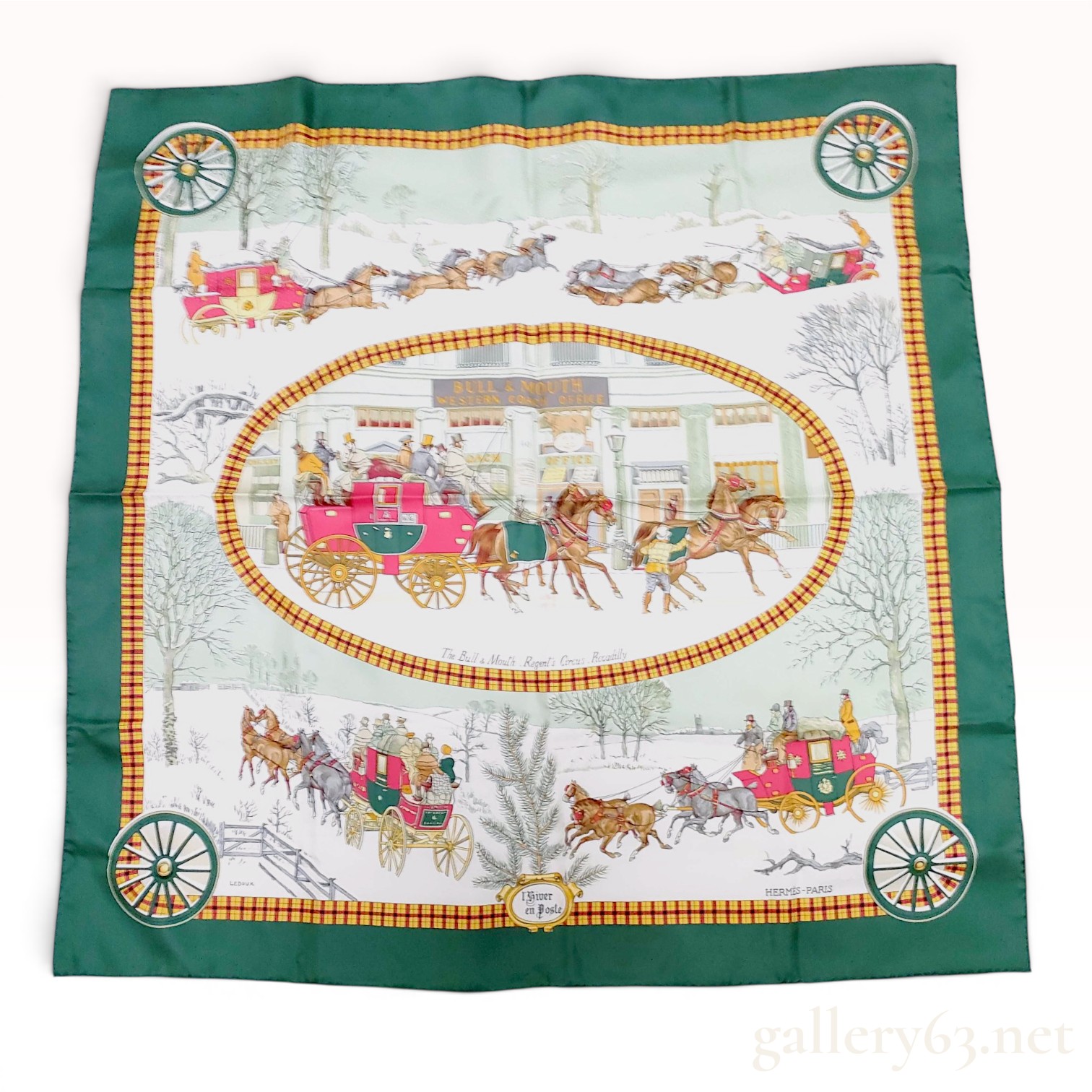 Hermes L'Hiver en Poste Silk Scarf by Philippe Ledoux