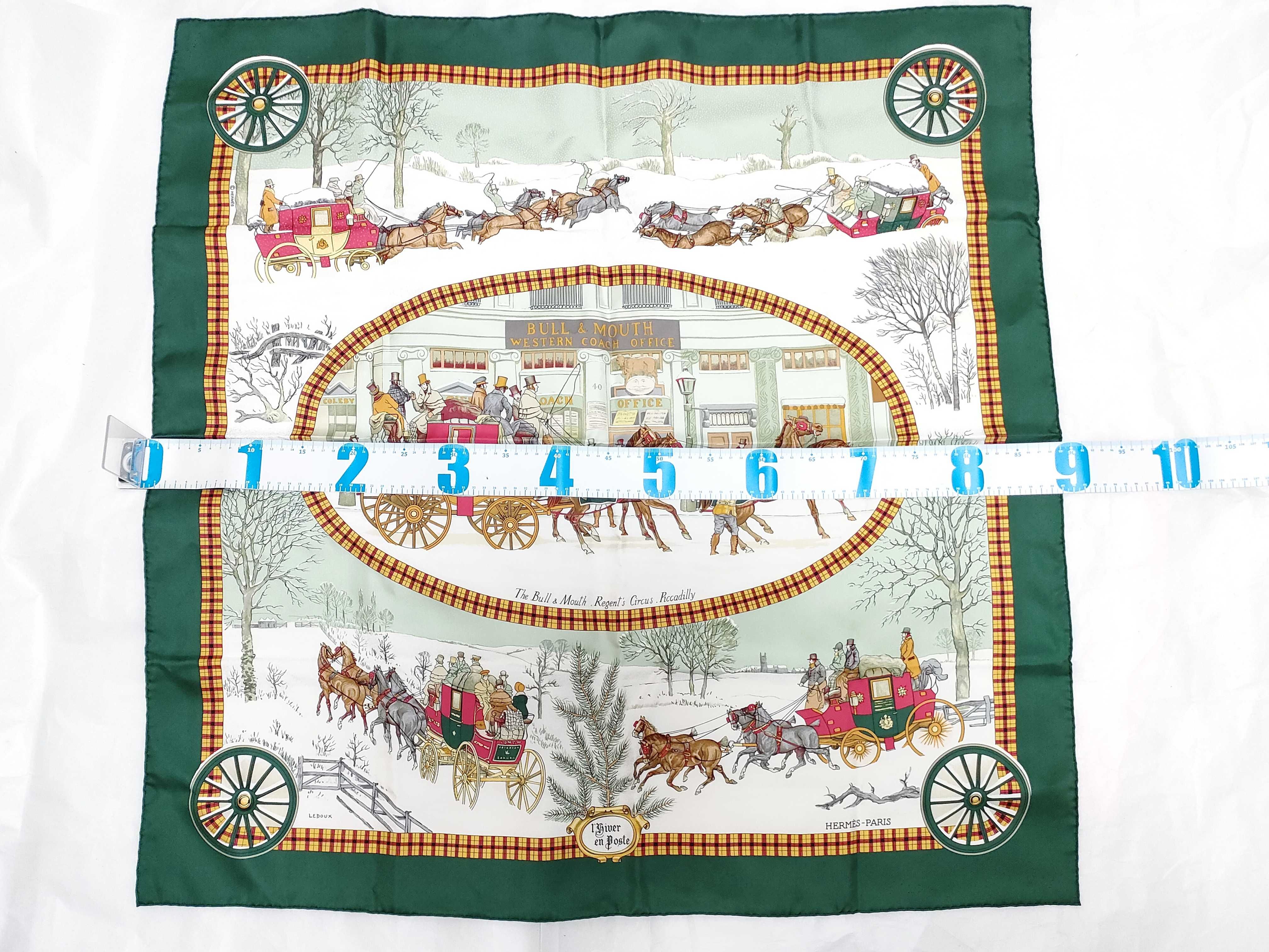 Hermes L'Hiver en Poste Silk Scarf by Philippe Ledoux