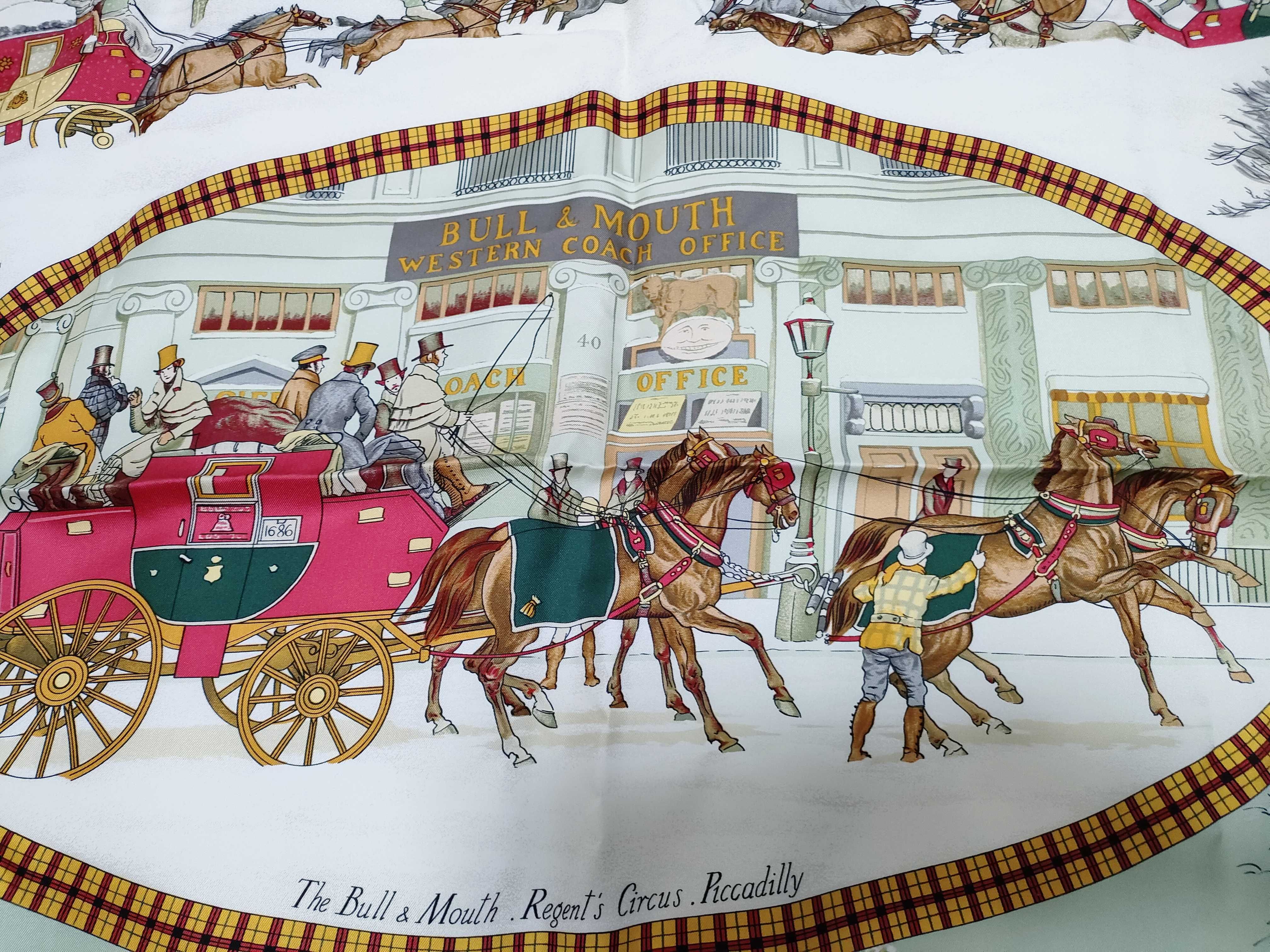 Hermes L'Hiver en Poste Silk Scarf by Philippe Ledoux