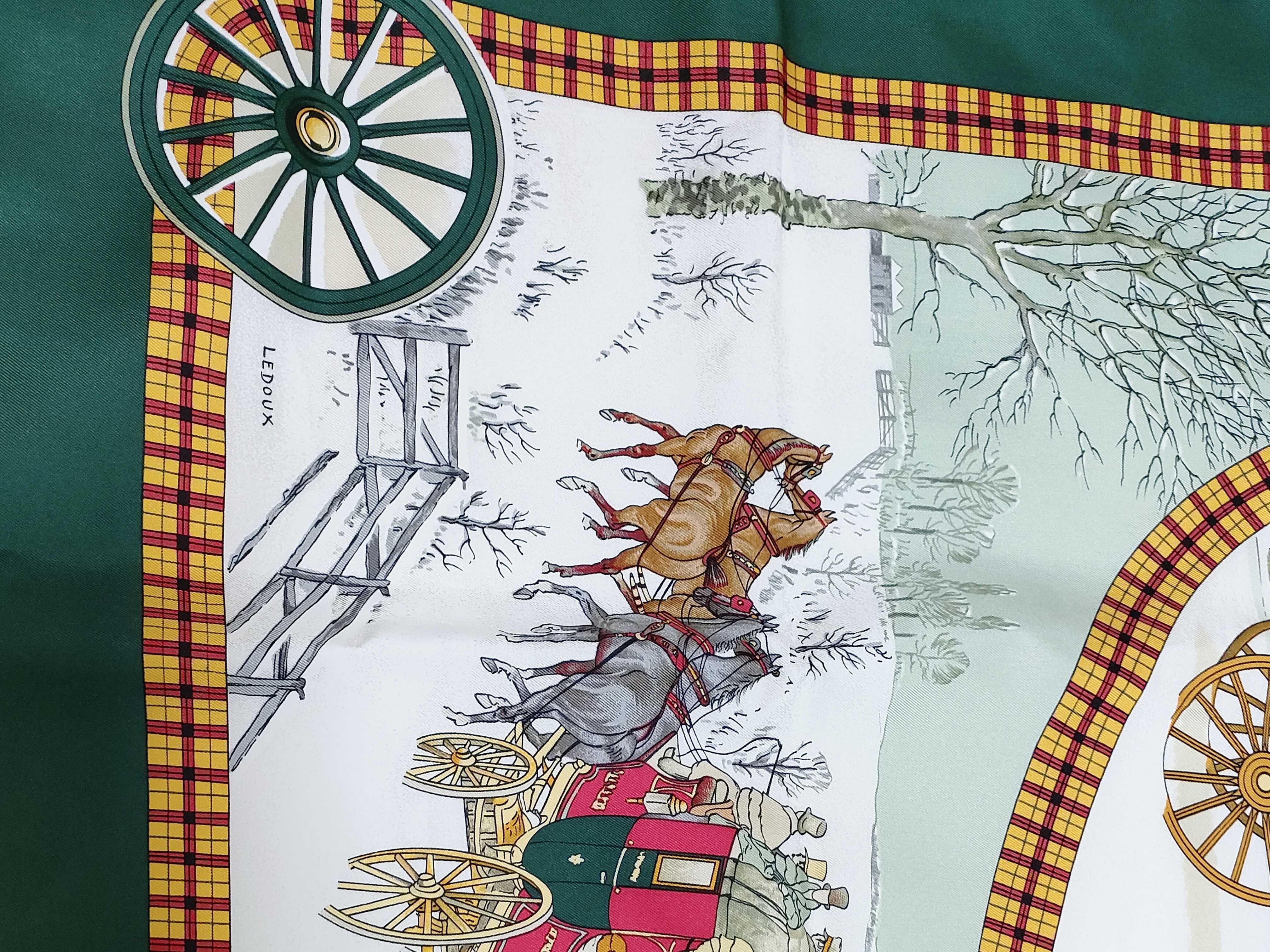 Hermes L'Hiver en Poste Silk Scarf by Philippe Ledoux