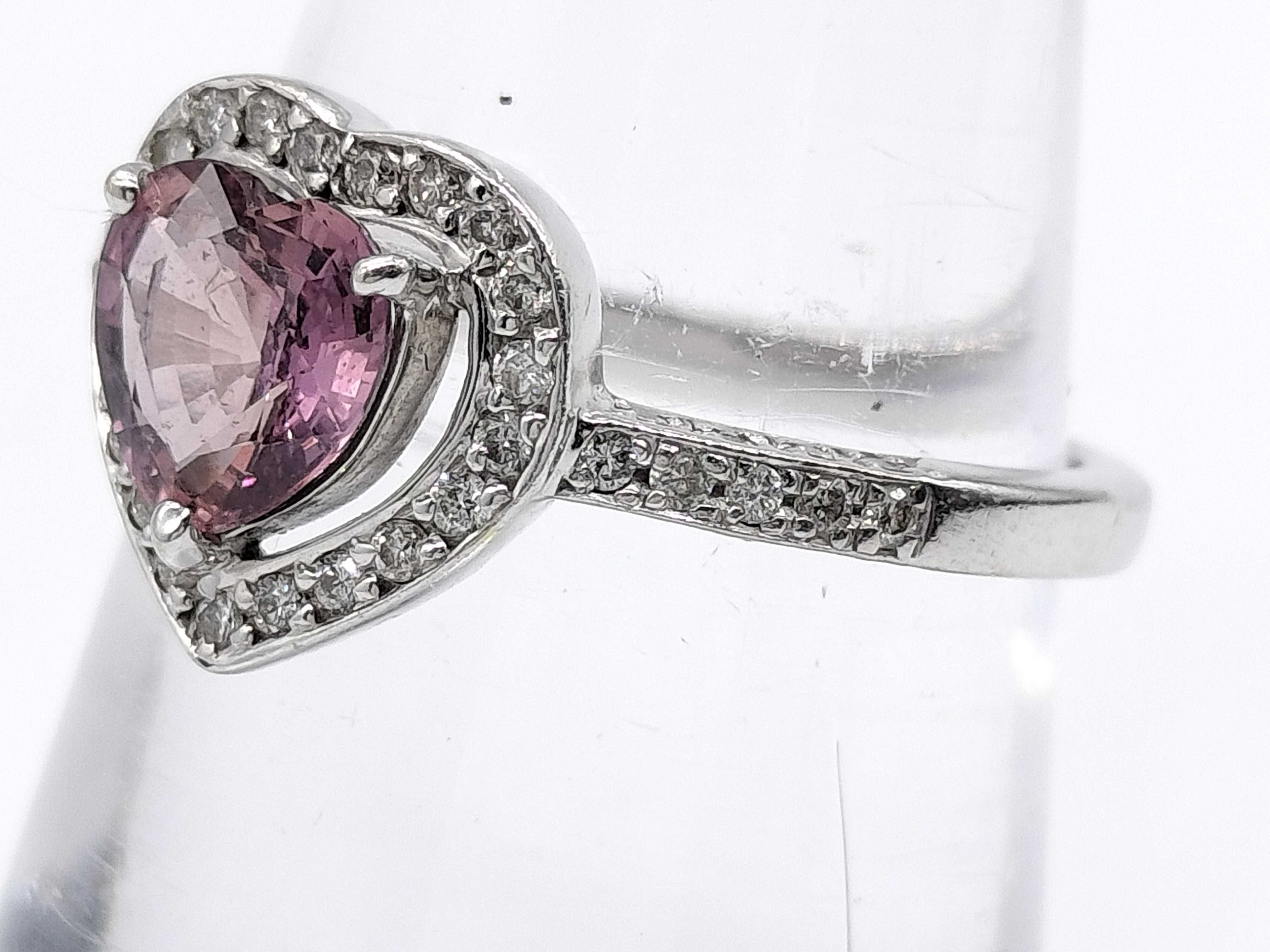18 Karat White Gold Heart Shaped Sapphire and Diamond Halo Ring