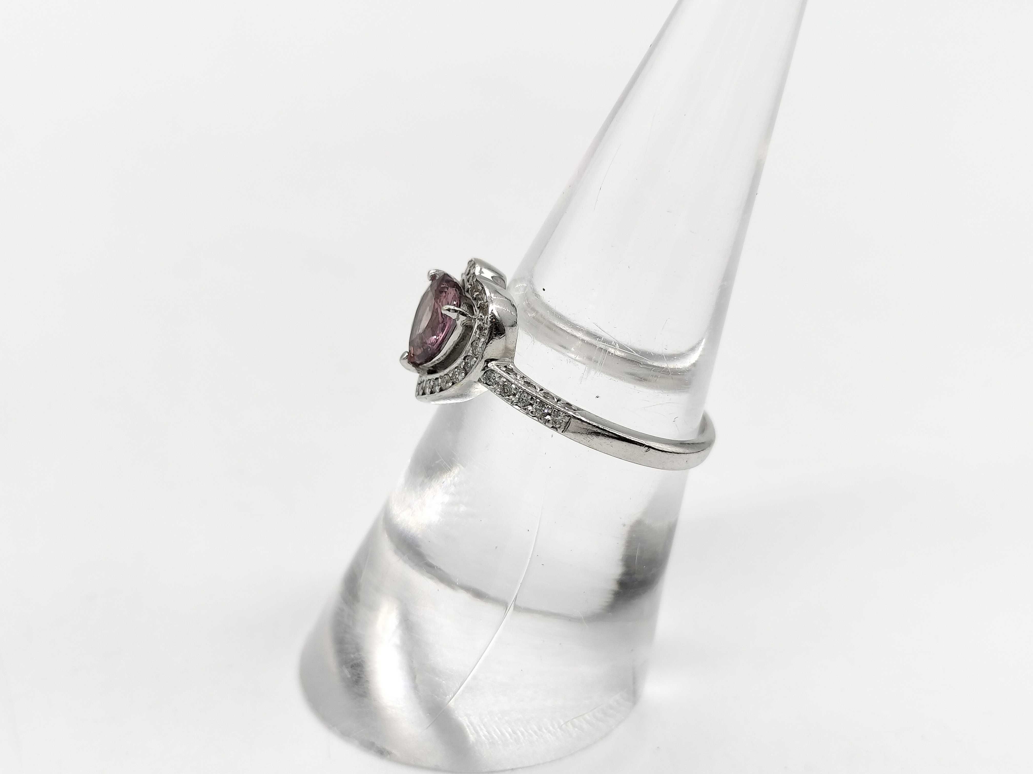 18 Karat White Gold Heart Shaped Sapphire and Diamond Halo Ring