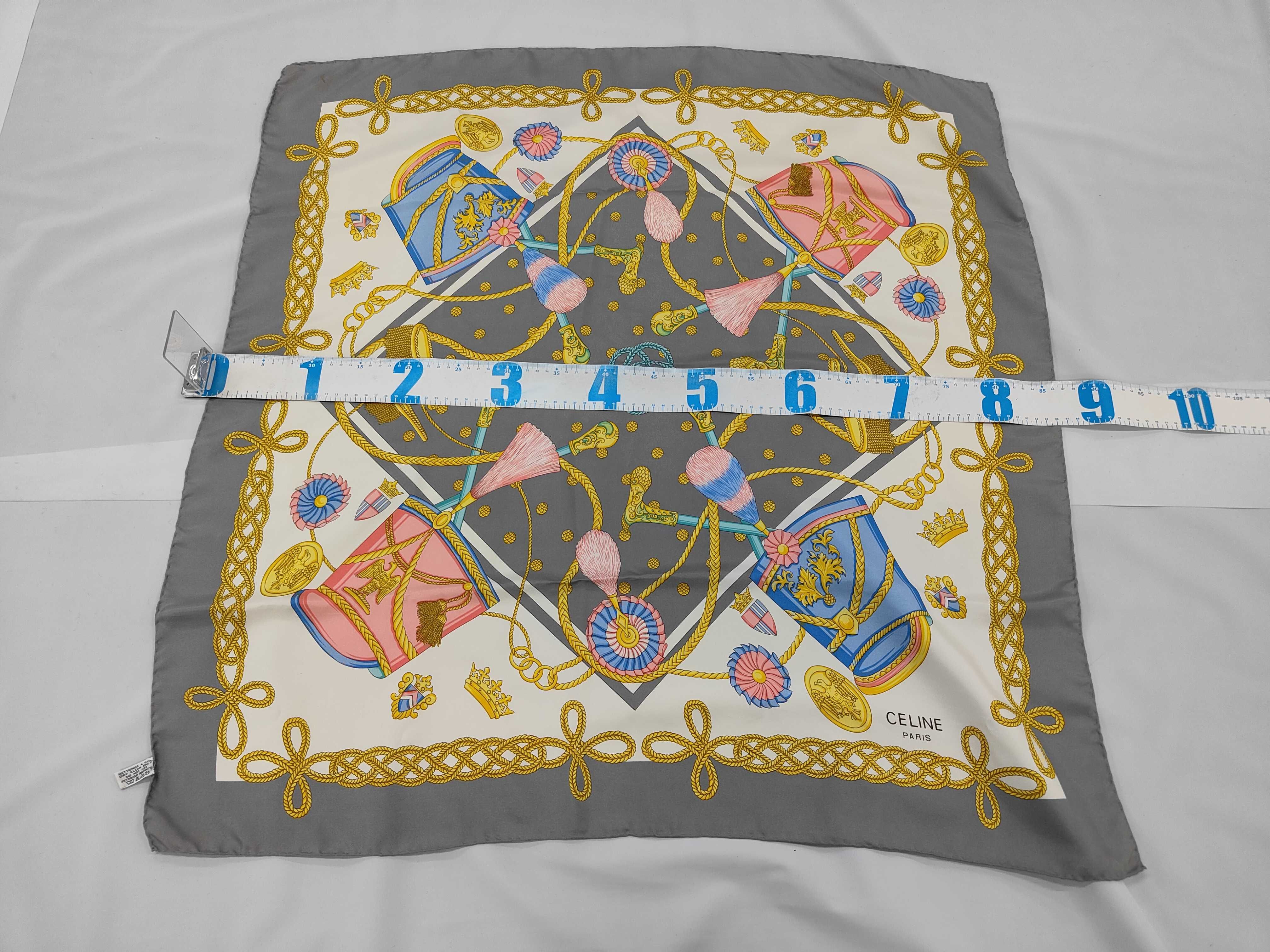 Celine Paris 100% Silk Scarf with Imperial Military Shako and Eagle Motif
