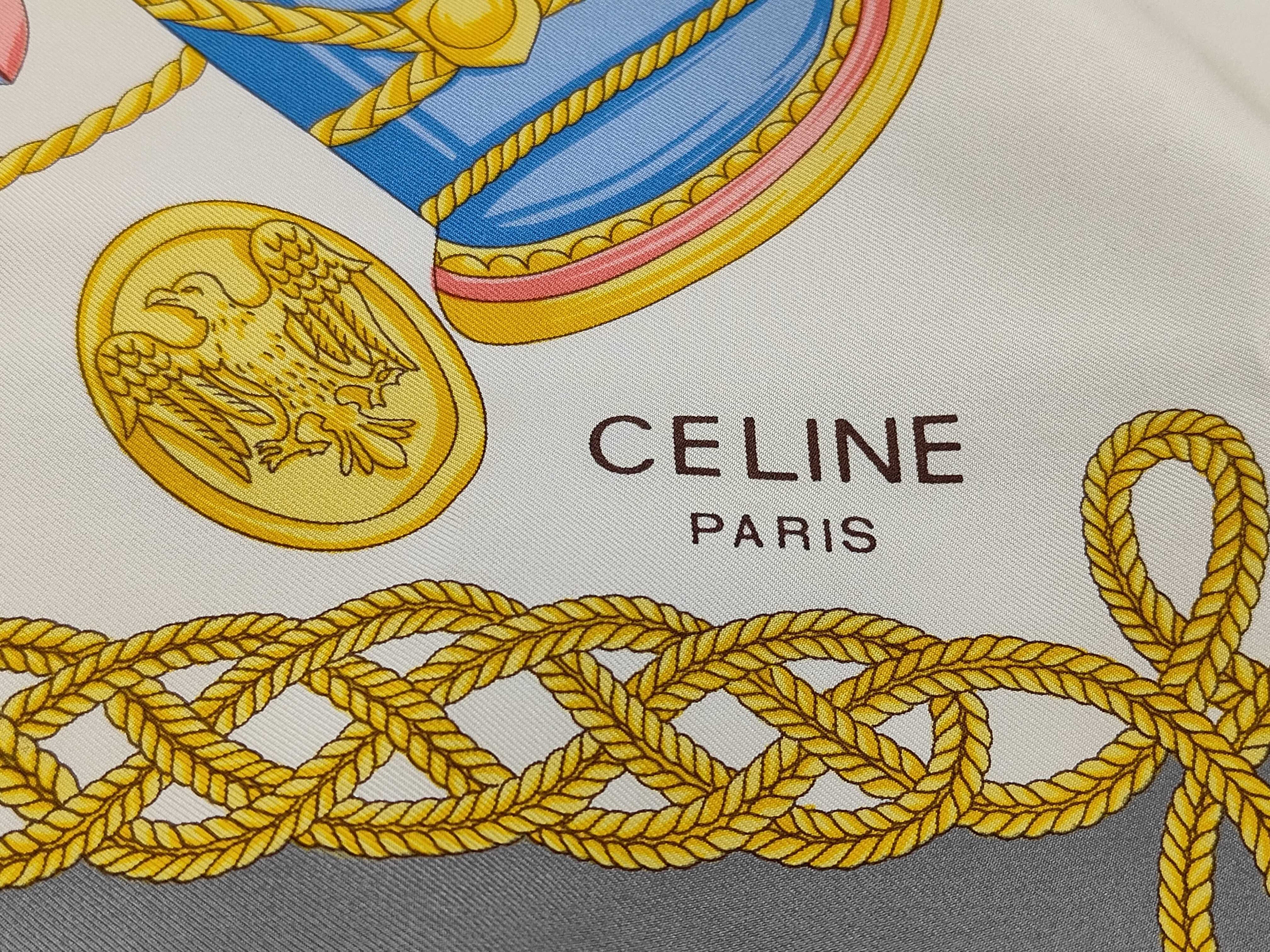 Celine Paris 100% Silk Scarf with Imperial Military Shako and Eagle Motif