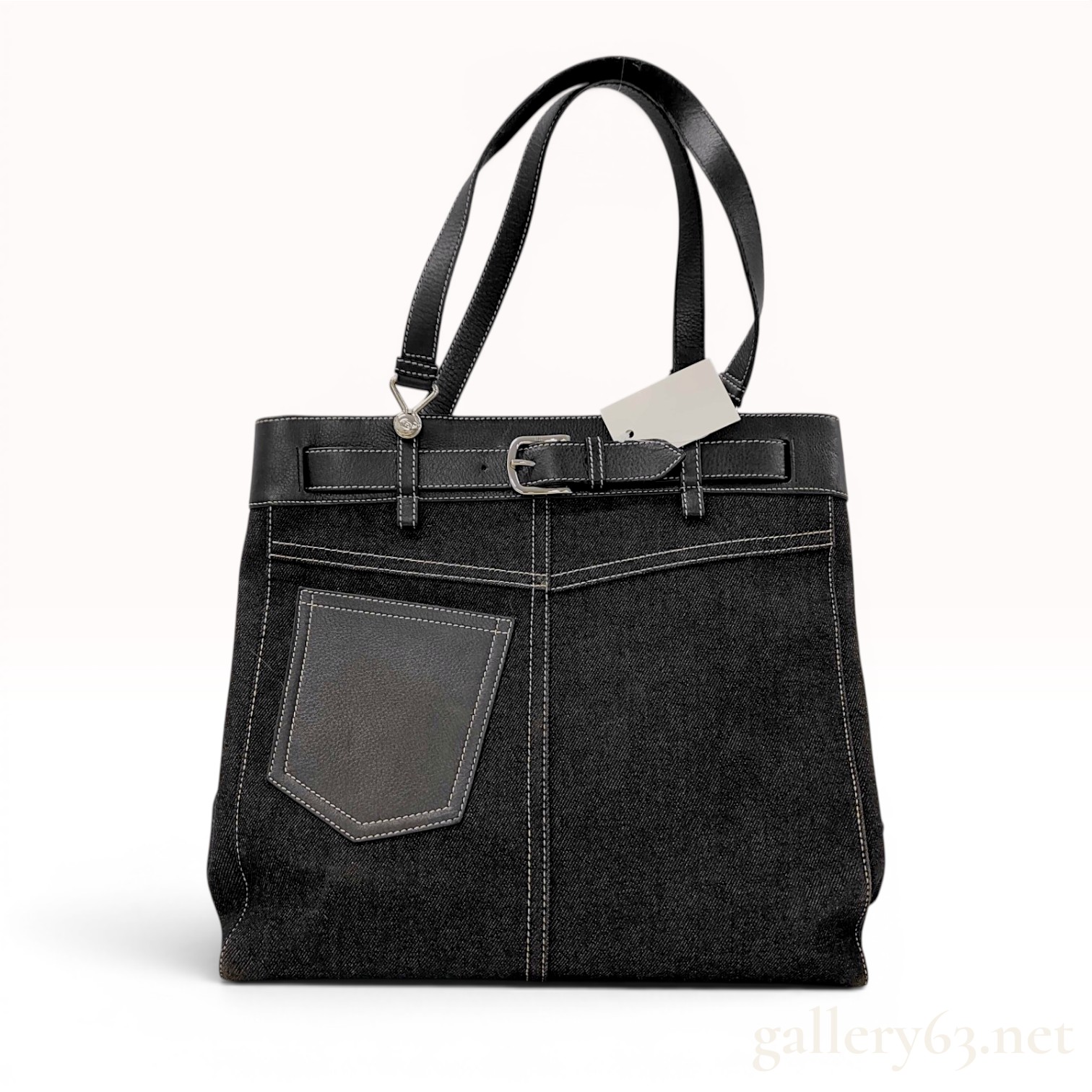 Christian Dior Black Denim and Leather Jeans Pocket Tote Bag