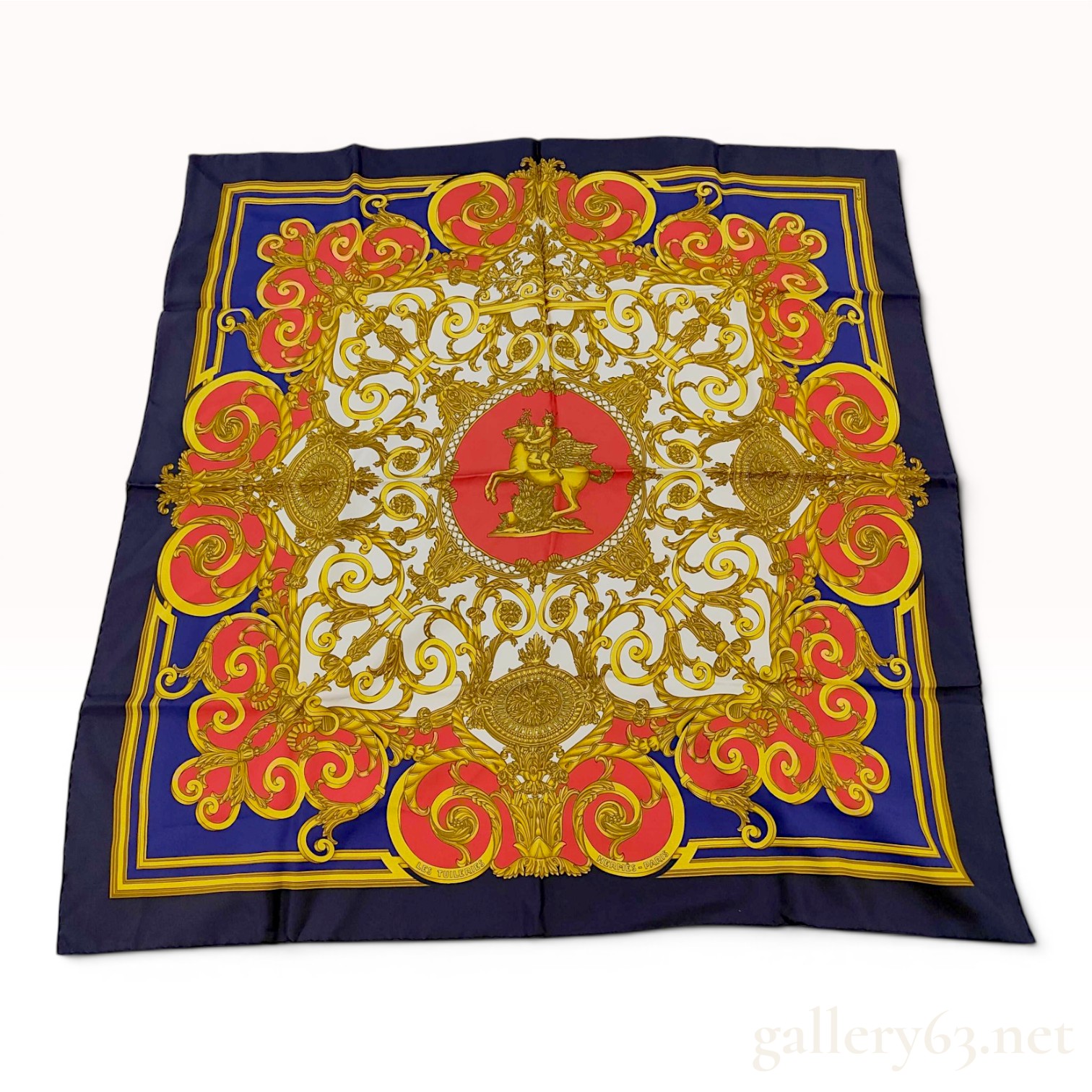 Hermes Silk Twill Carre 90 Scarf Les Tuileries by Joachim Metz