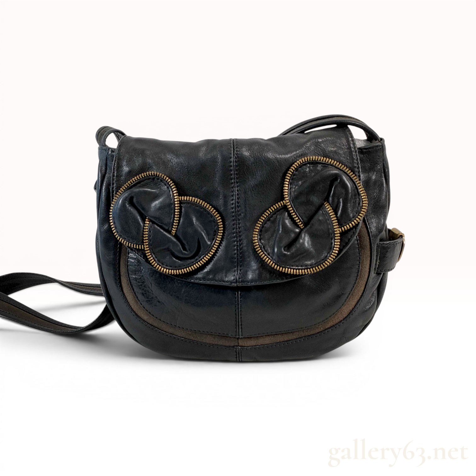 See by Chloe Black Leather Zip-Knot Saddle Bag