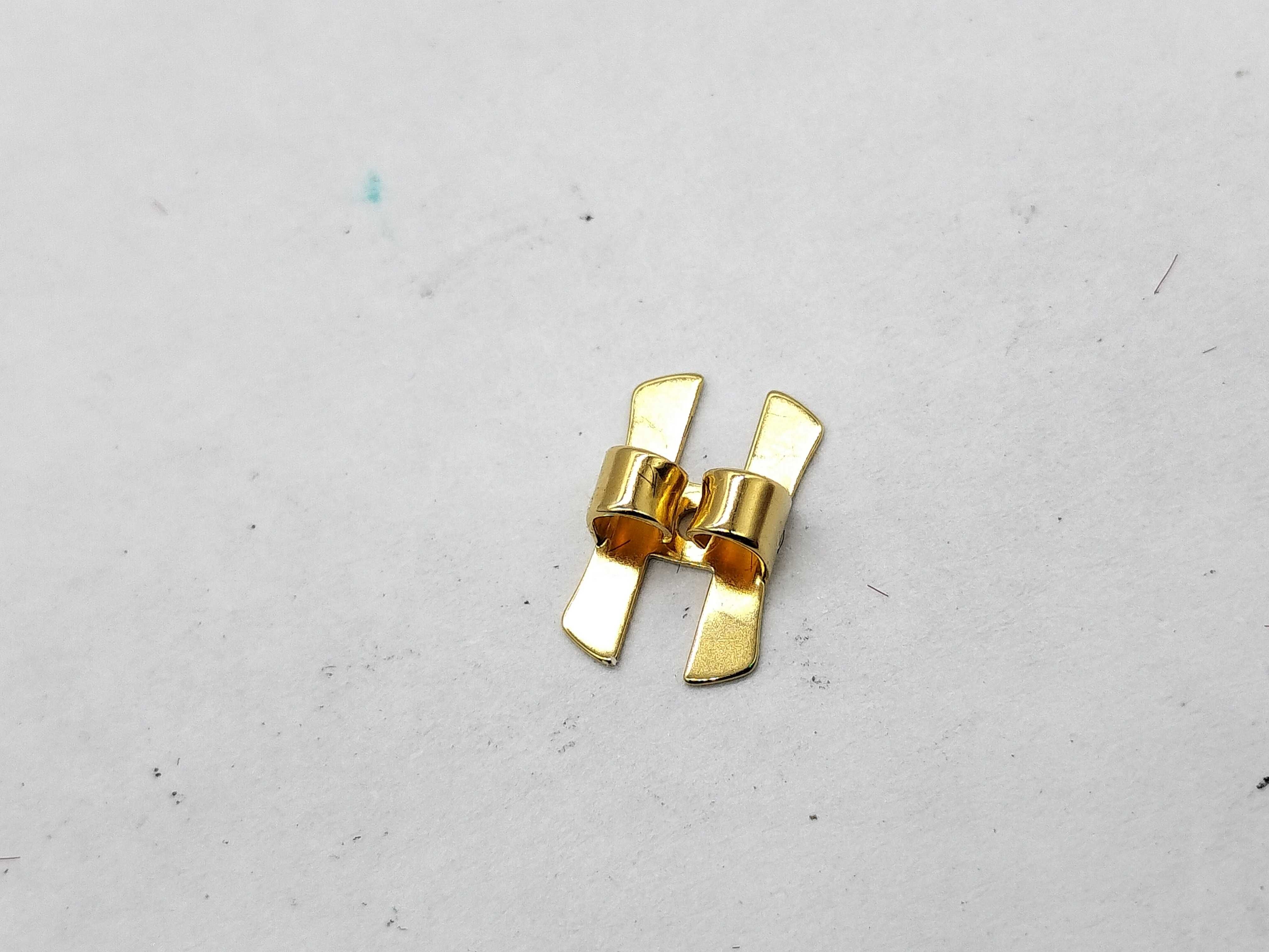 A Pair of Hermes Gold-Toned and Purple Cabochon Stud Earrings with Box
