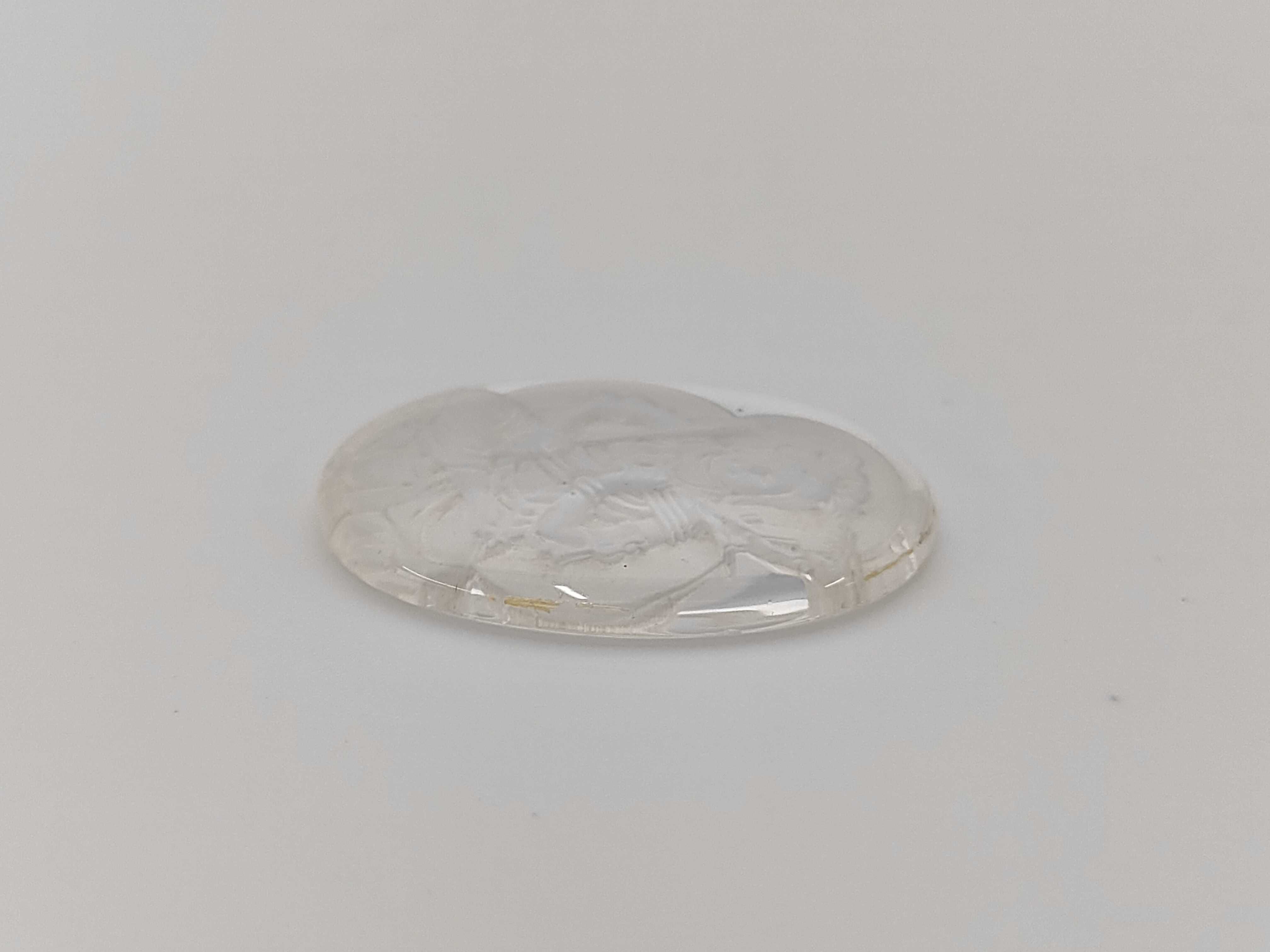 Chinese Reverse Carved Rock Crystal Guanyin Intaglio Plaque