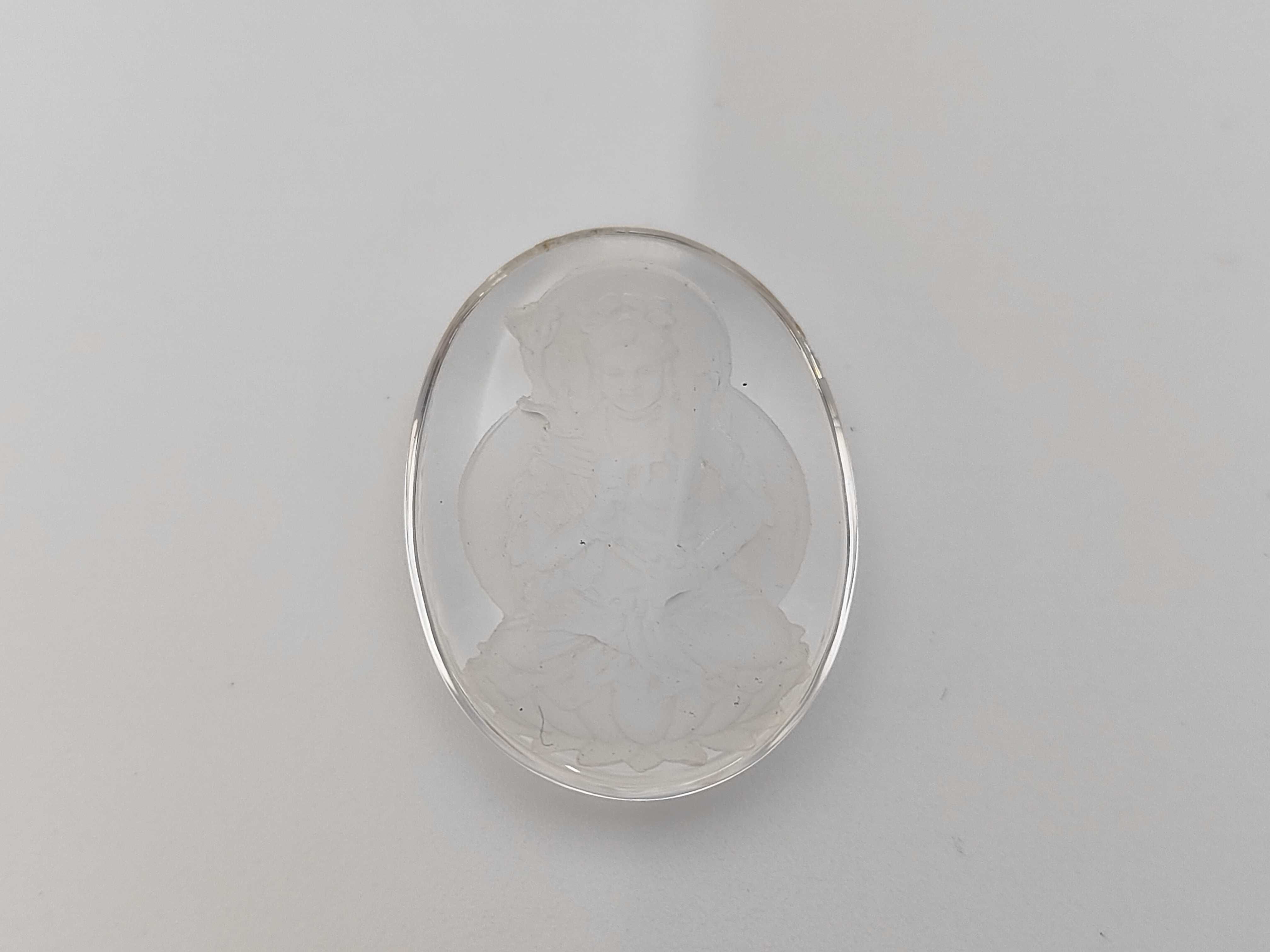 Chinese Reverse Carved Rock Crystal Guanyin Intaglio Plaque