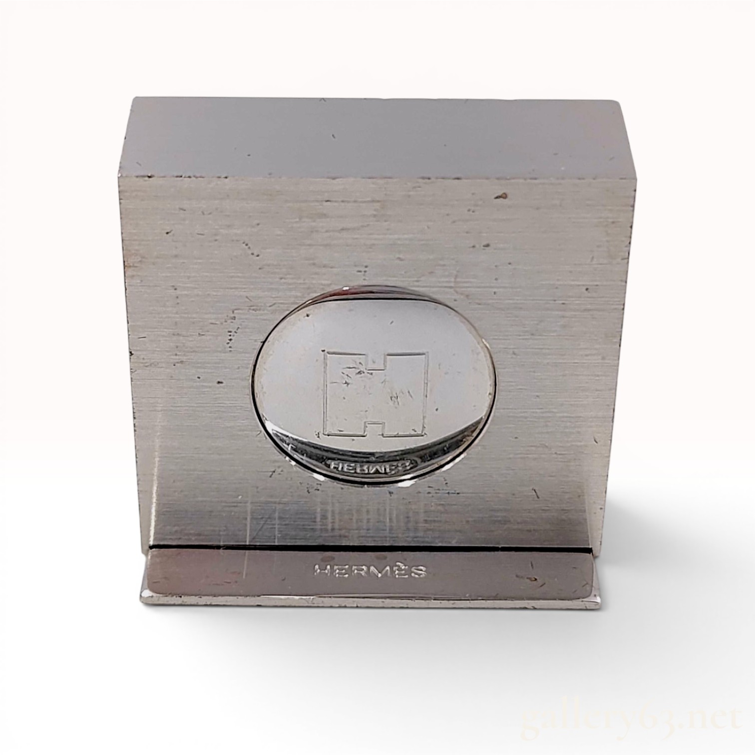 Hermes Stainless Steel H Logo Miniature Desk Clock with Box