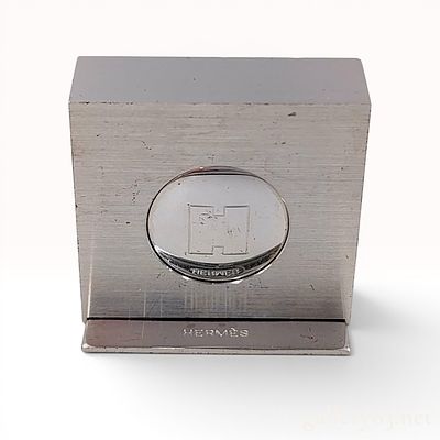 Hermes Stainless Steel H Logo Miniature Desk Clock with Box. This is a miniature desk clock from 