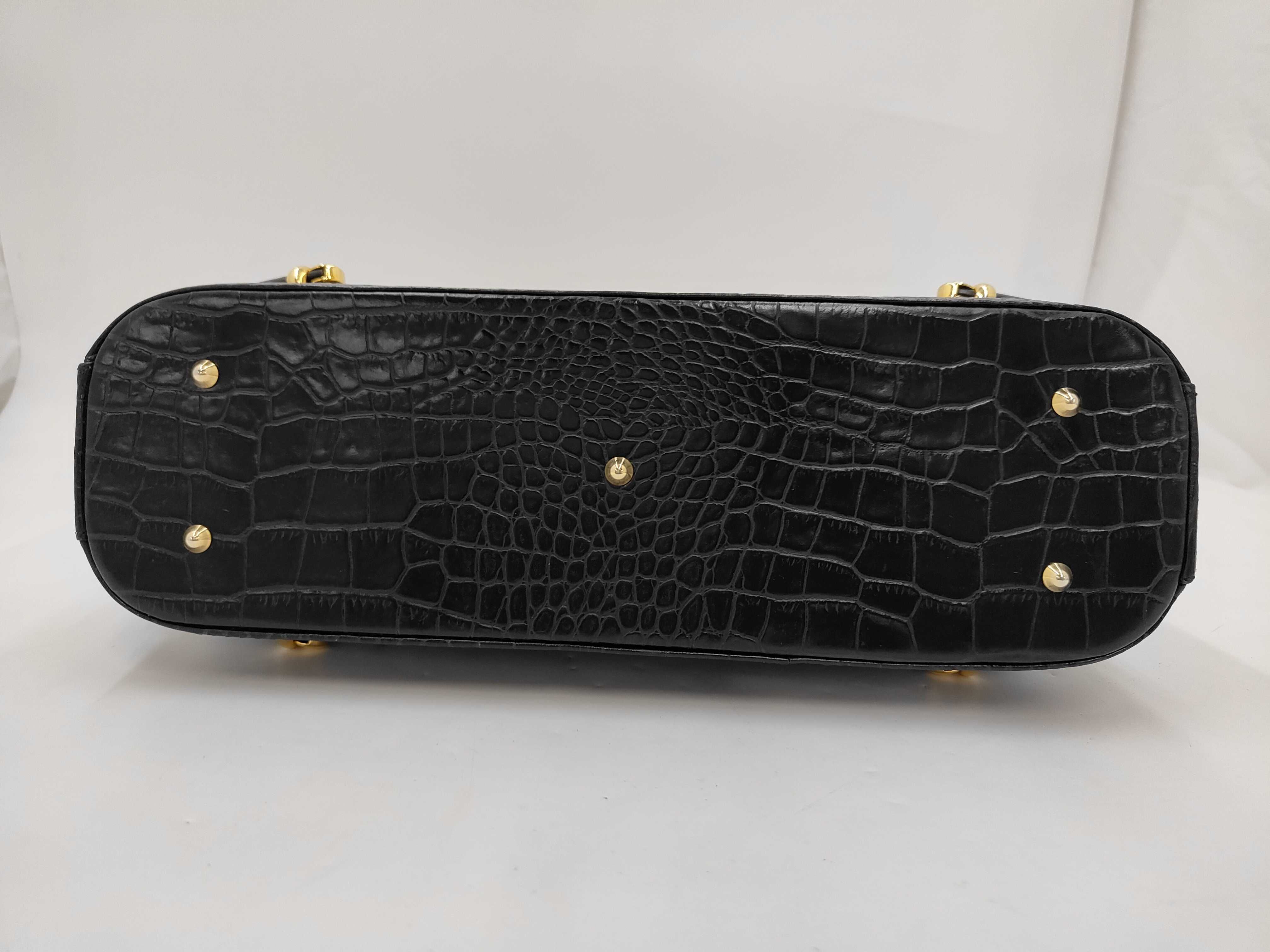 Bally Vintage Black Crocodile-Embossed Leather Top-Handle Handbag