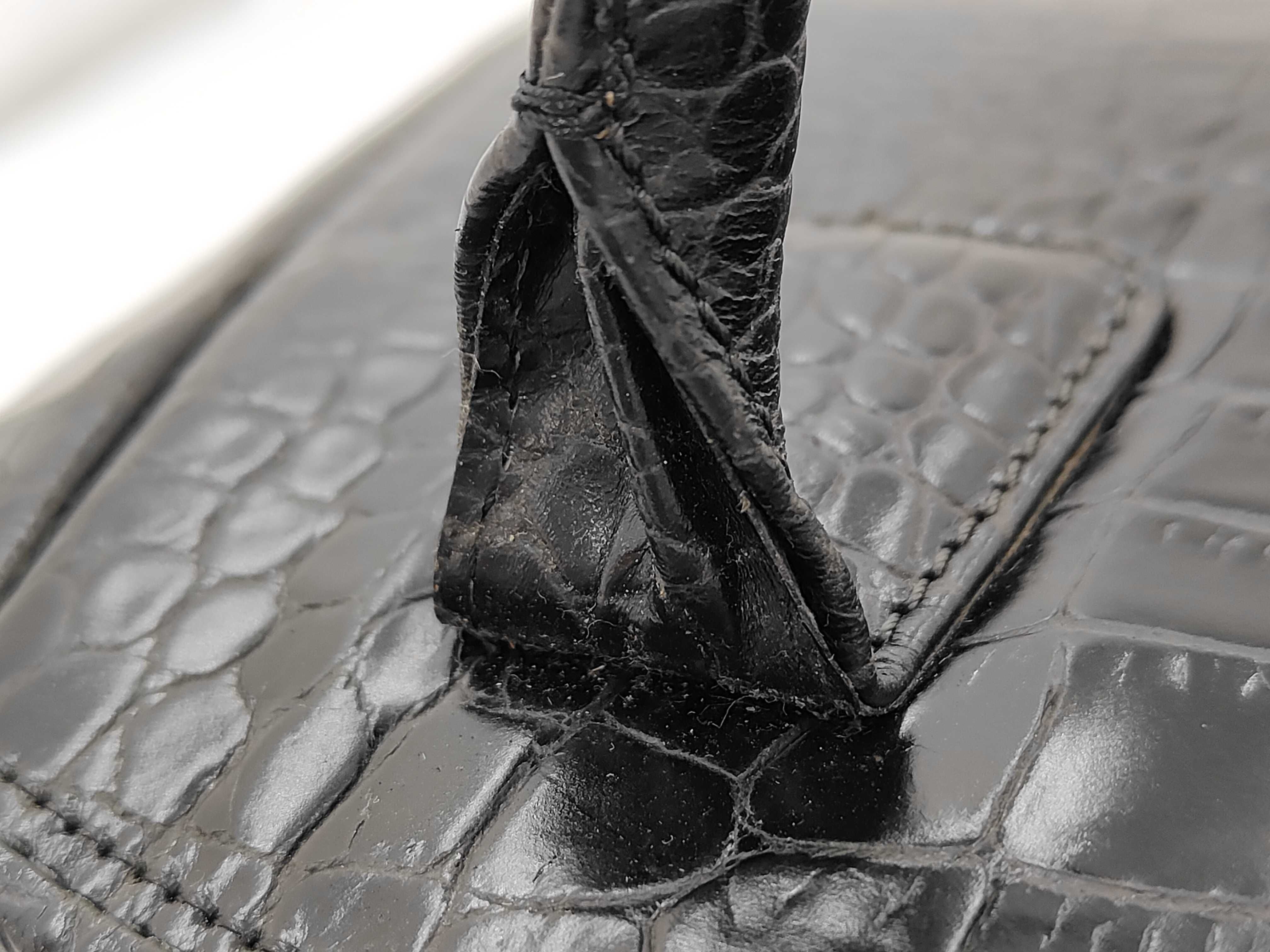 Bally Vintage Black Crocodile-Embossed Leather Top-Handle Handbag