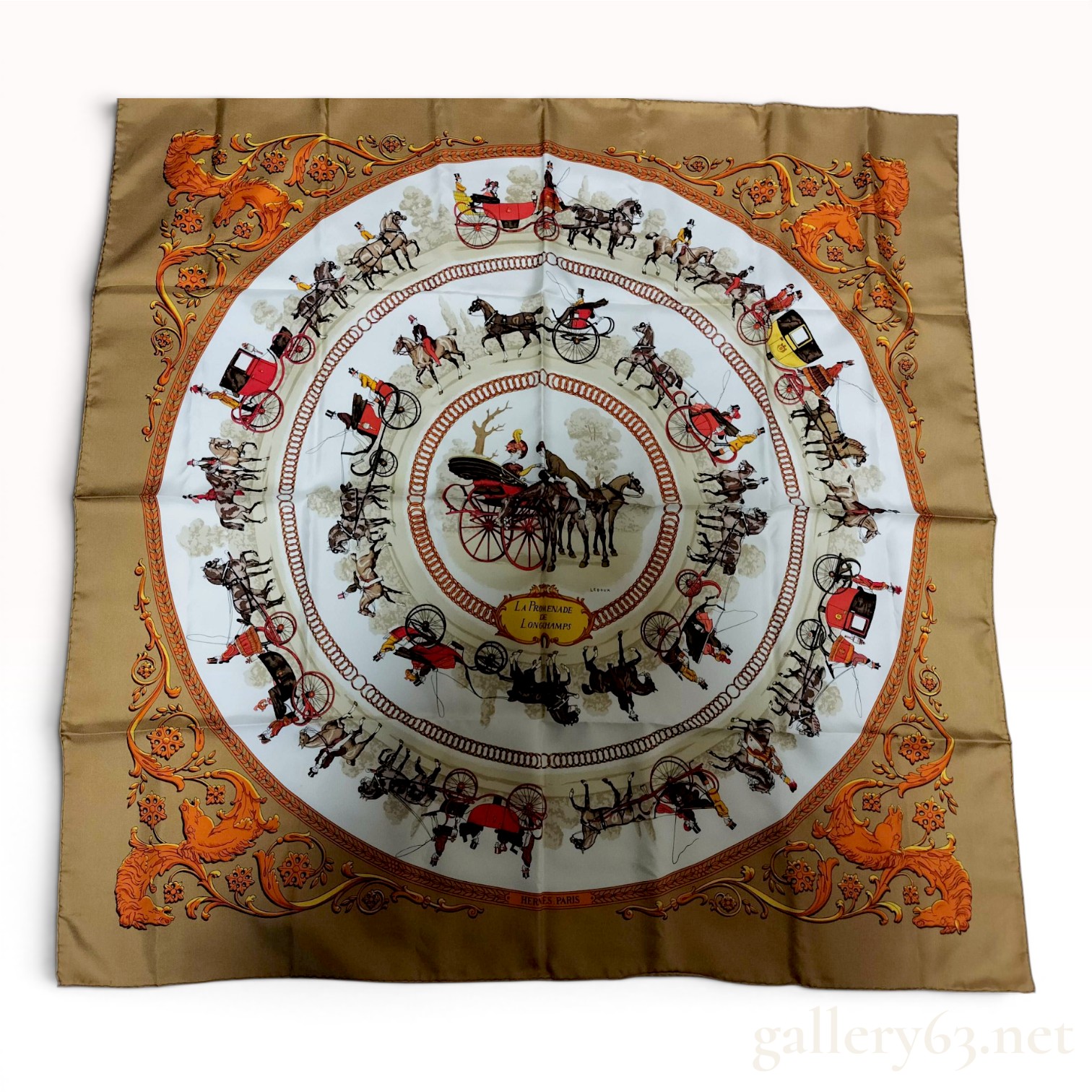 Hermes La Promenade de Longchamps Silk Scarf by Philippe Ledoux