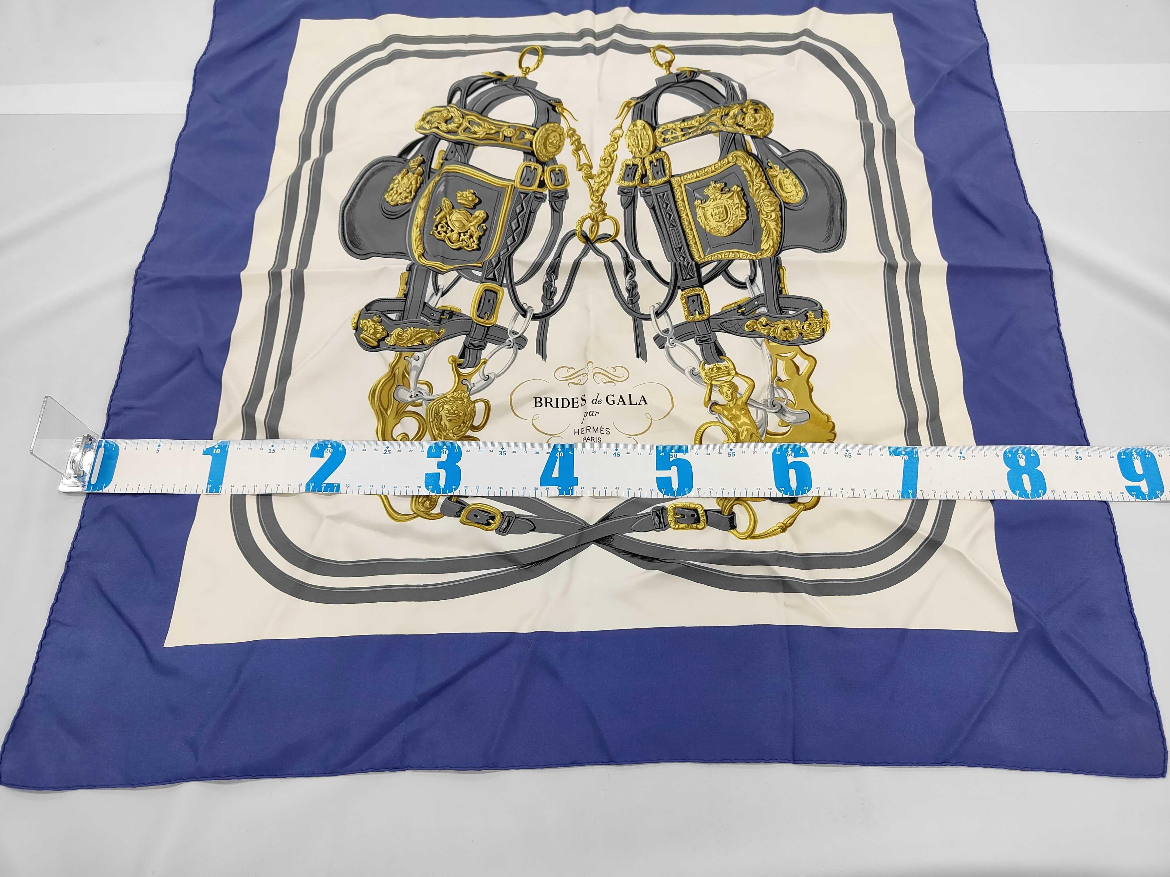 Hermes Brides de Gala Silk Scarf in Royal Blue and Ivory