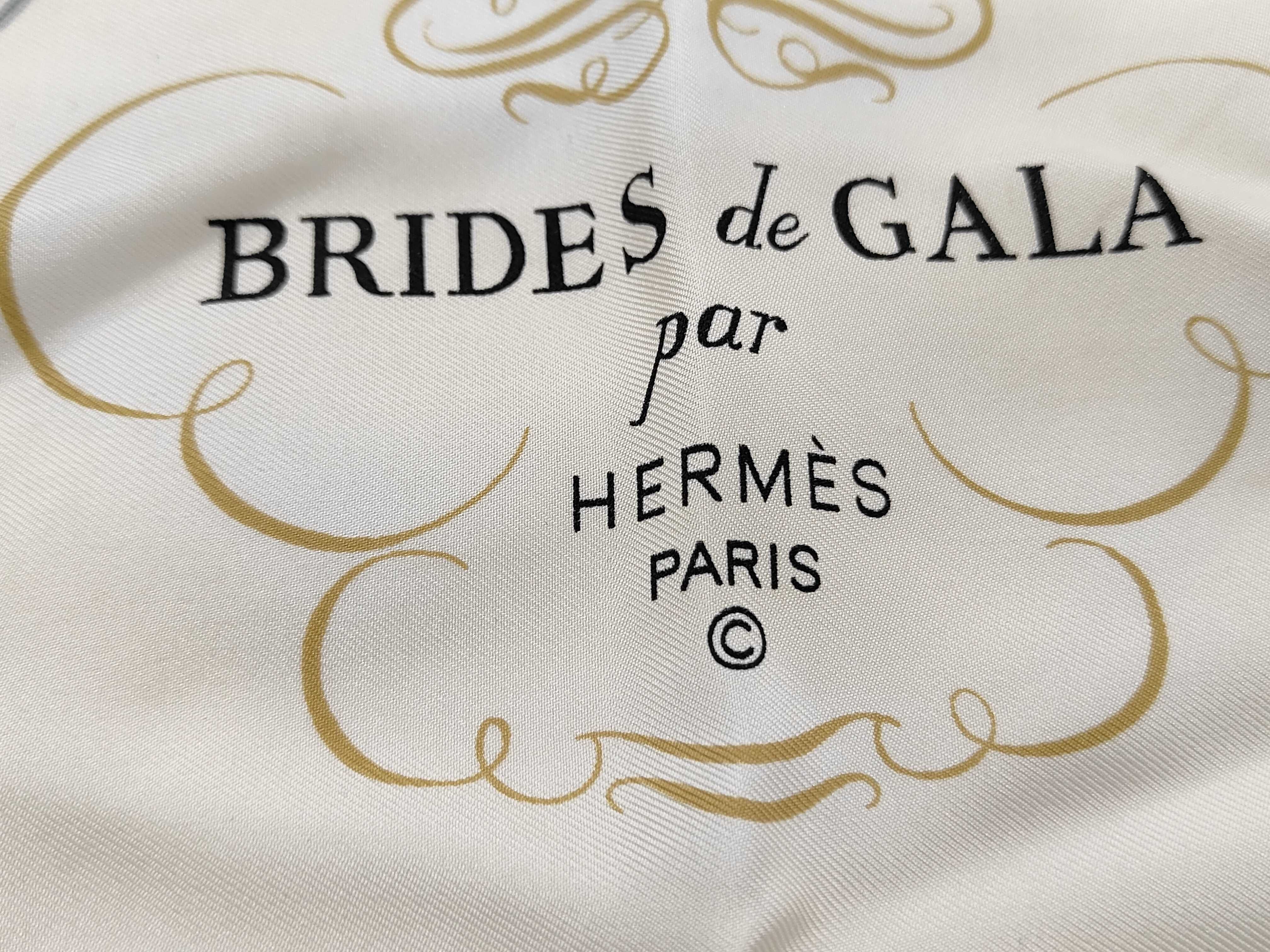 Hermes Brides de Gala Silk Scarf in Royal Blue and Ivory