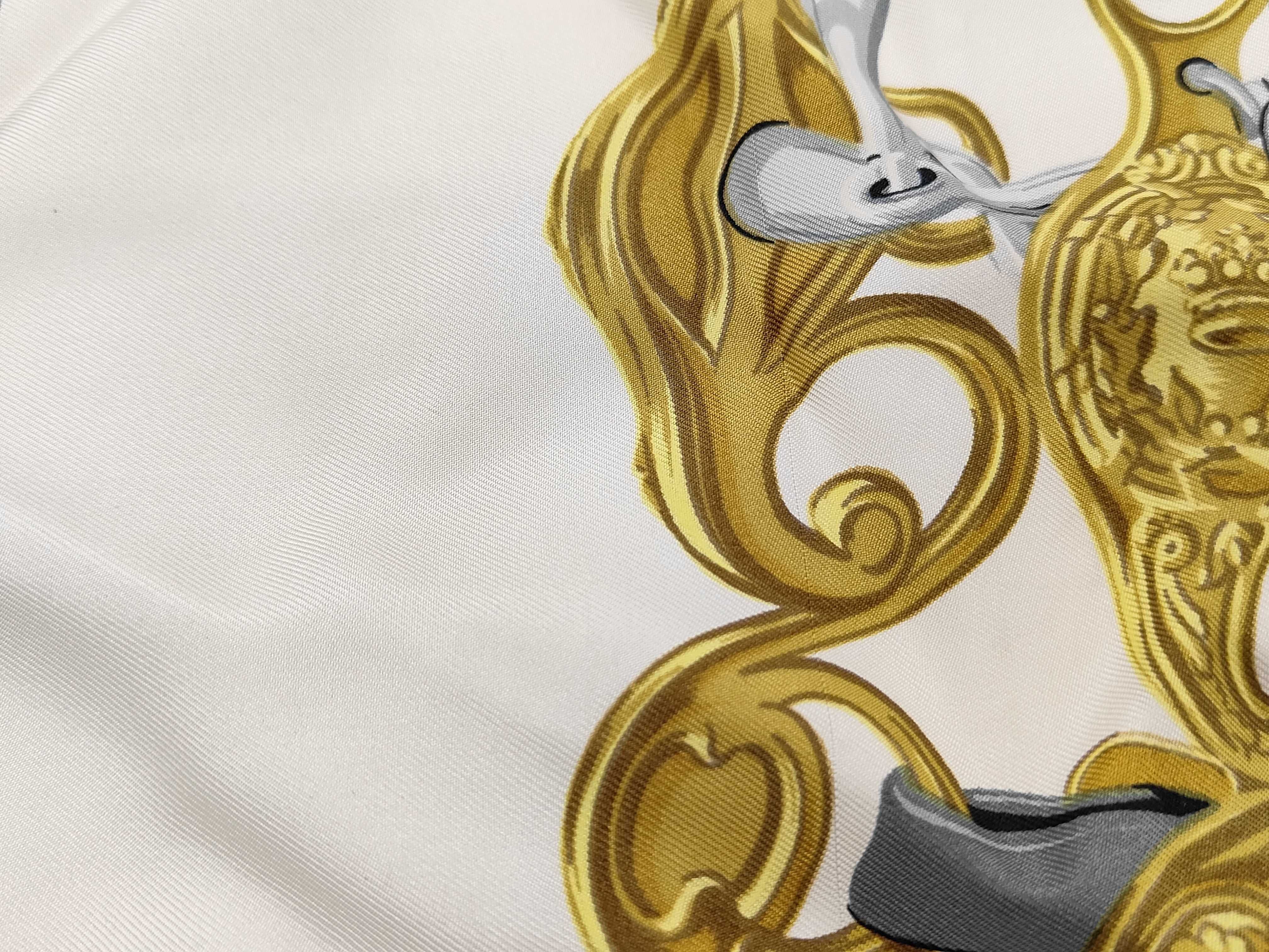 Hermes Brides de Gala Silk Scarf in Royal Blue and Ivory