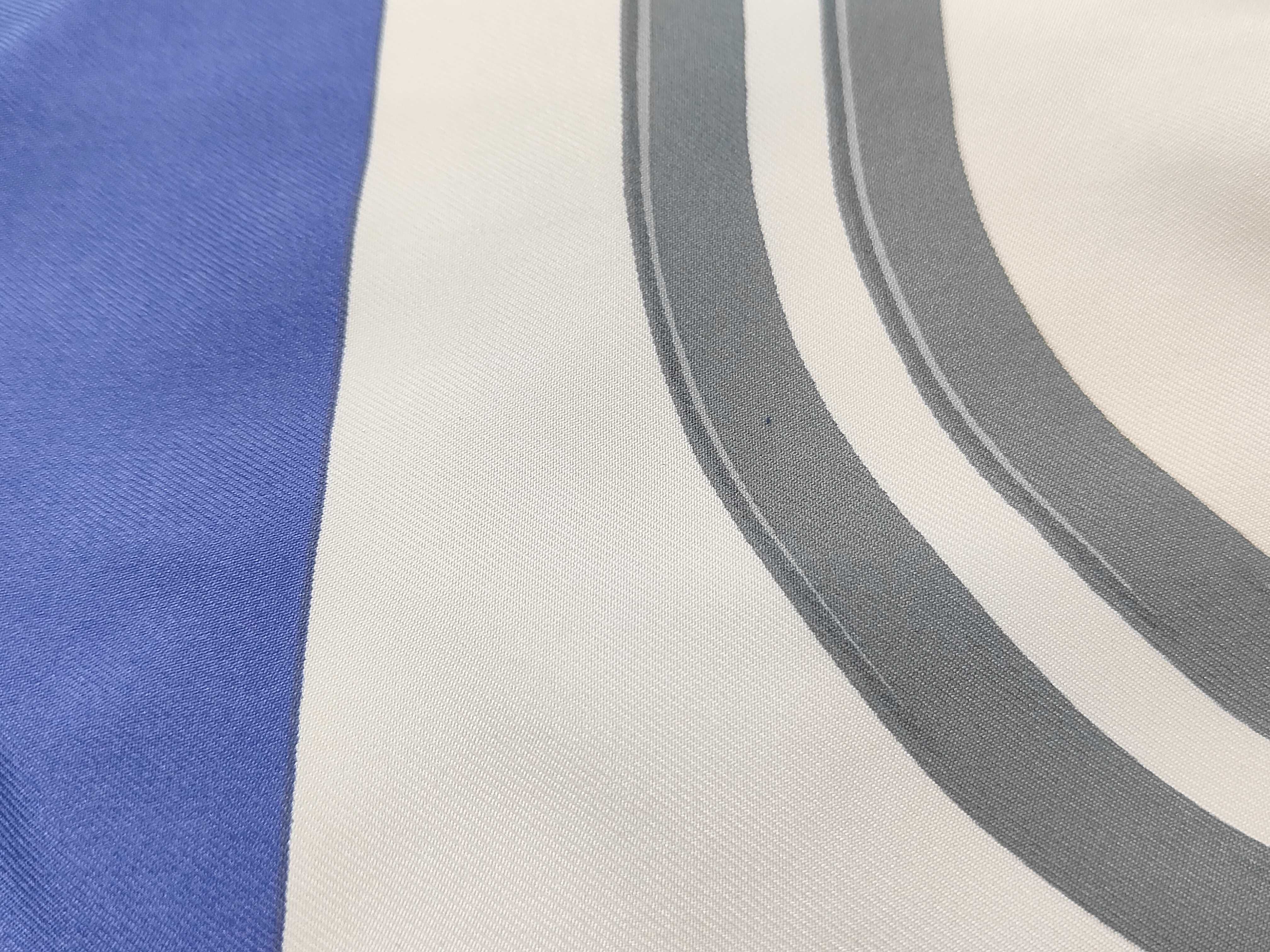 Hermes Brides de Gala Silk Scarf in Royal Blue and Ivory