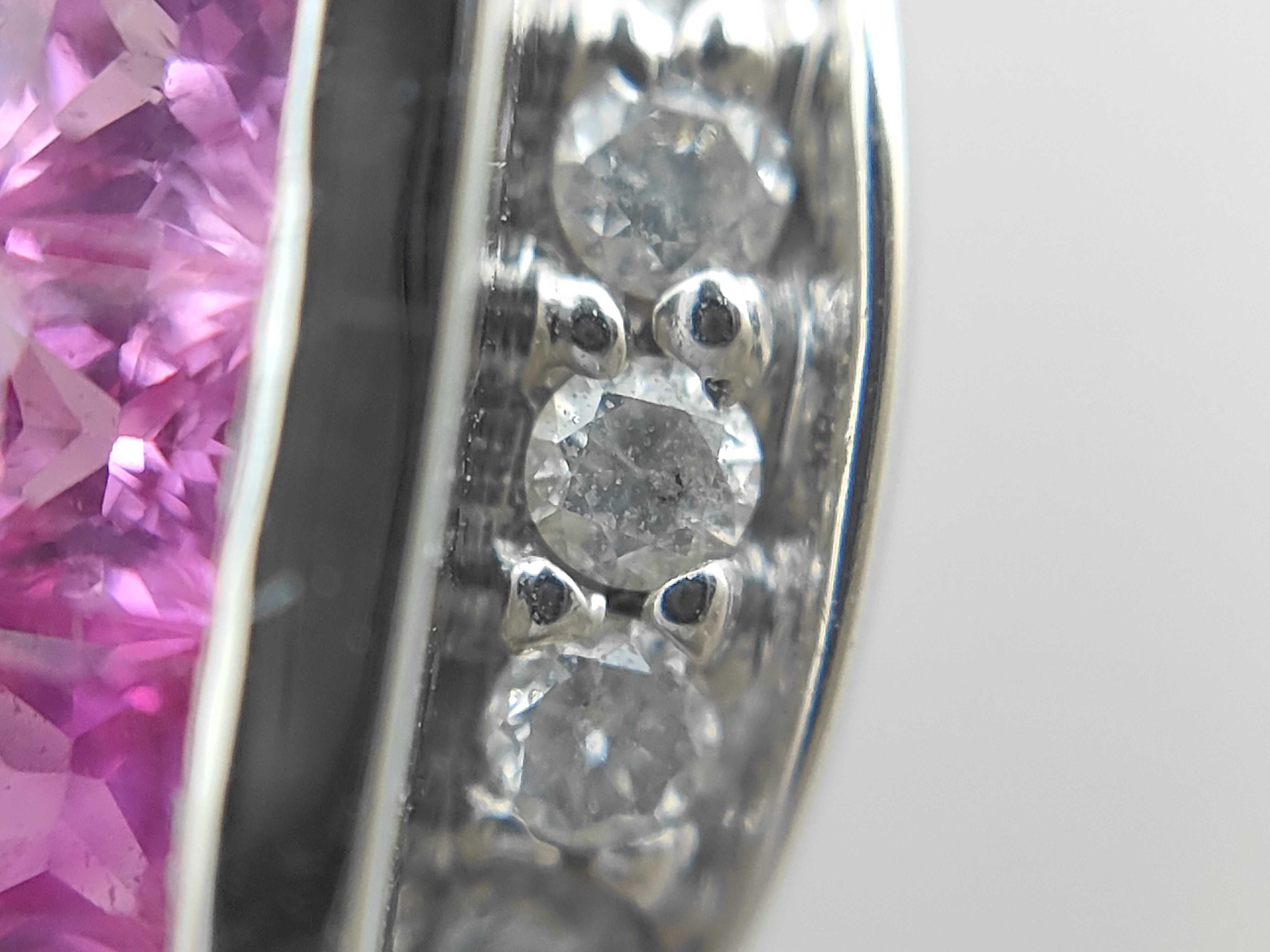 18K White Gold Ruby, Pink Sapphire, and Diamond Pendant