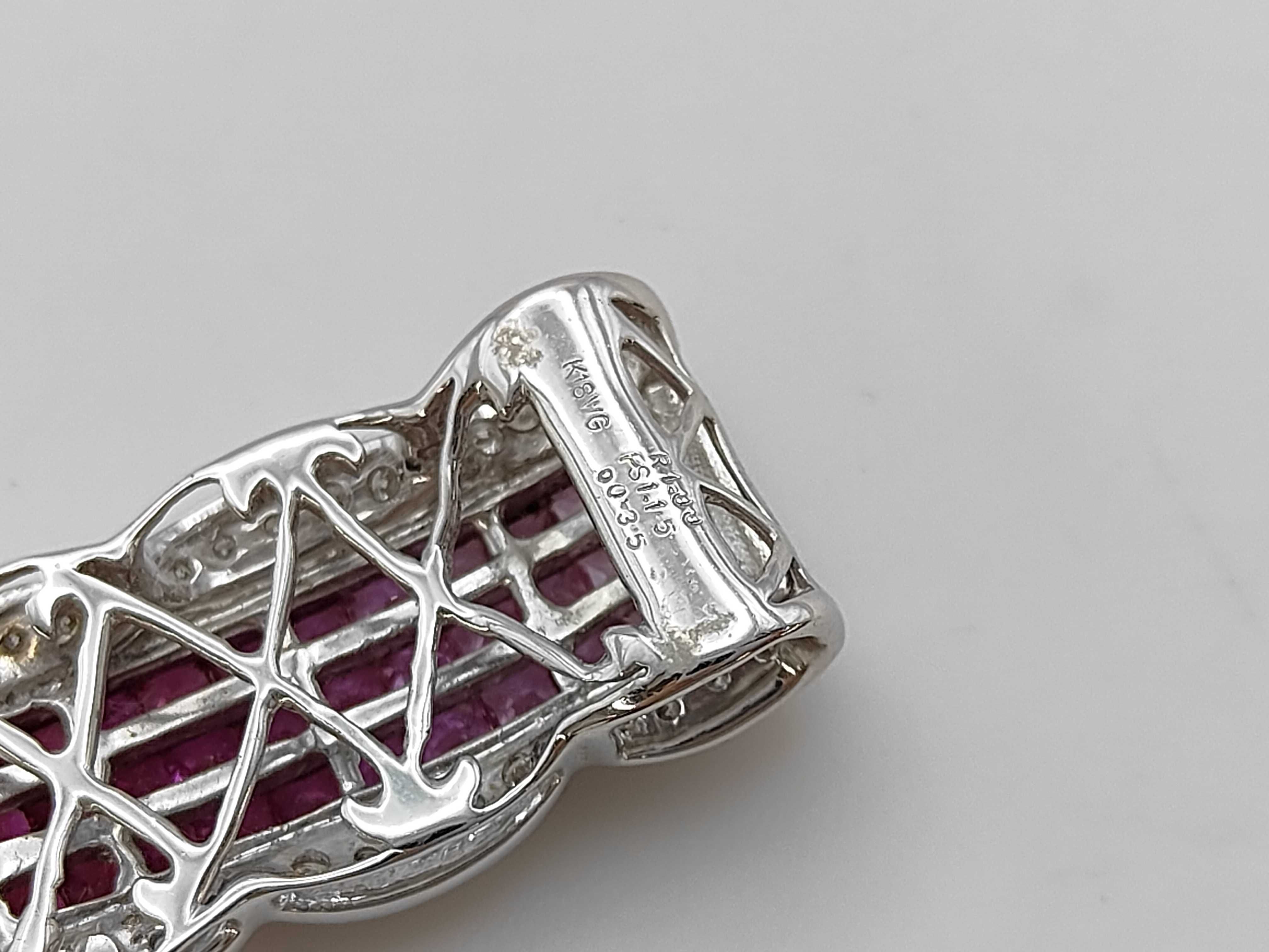 18K White Gold Ruby, Pink Sapphire, and Diamond Pendant