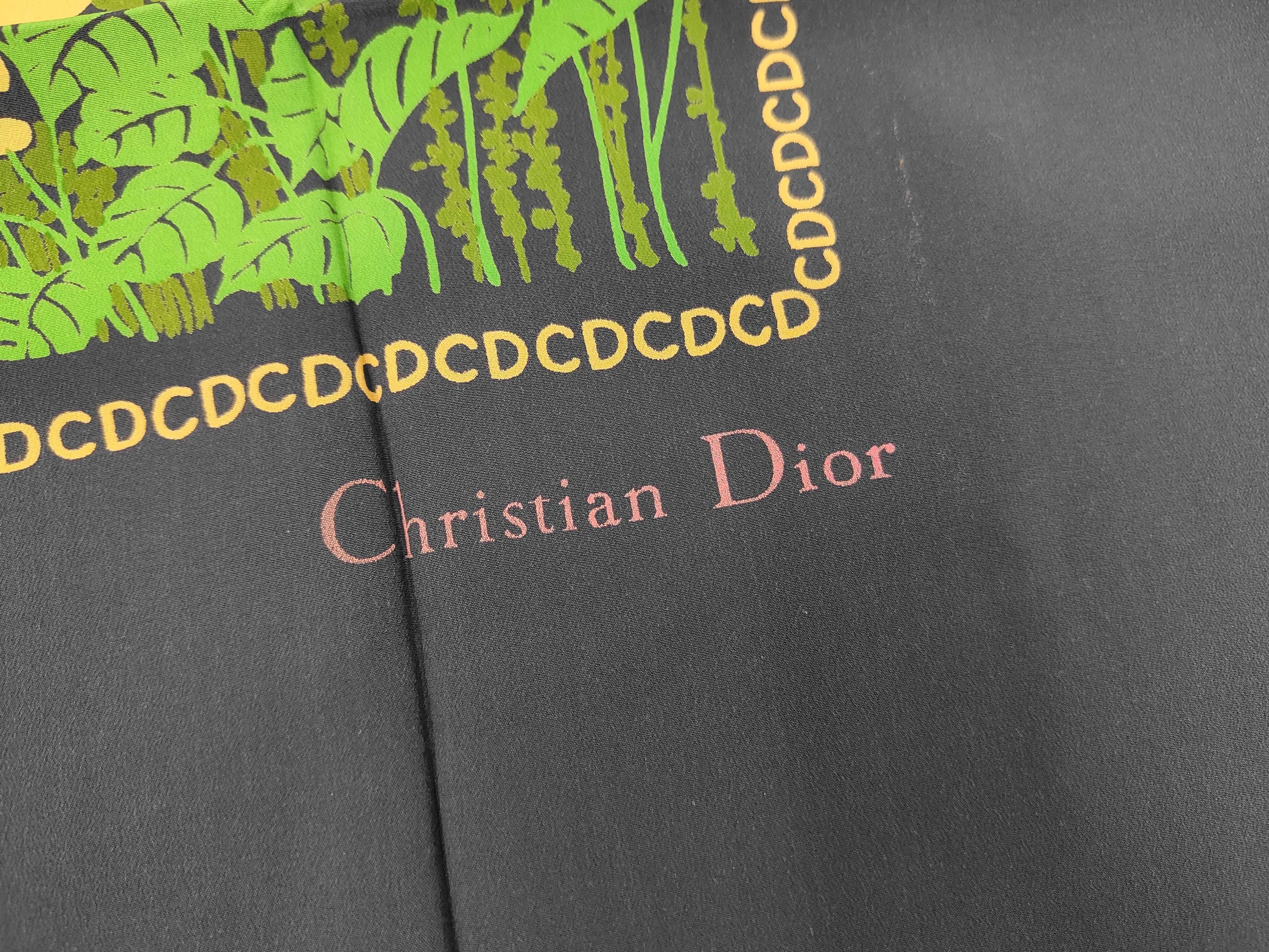 Christian Dior Floral Garden Silk Scarf with Monogram Border