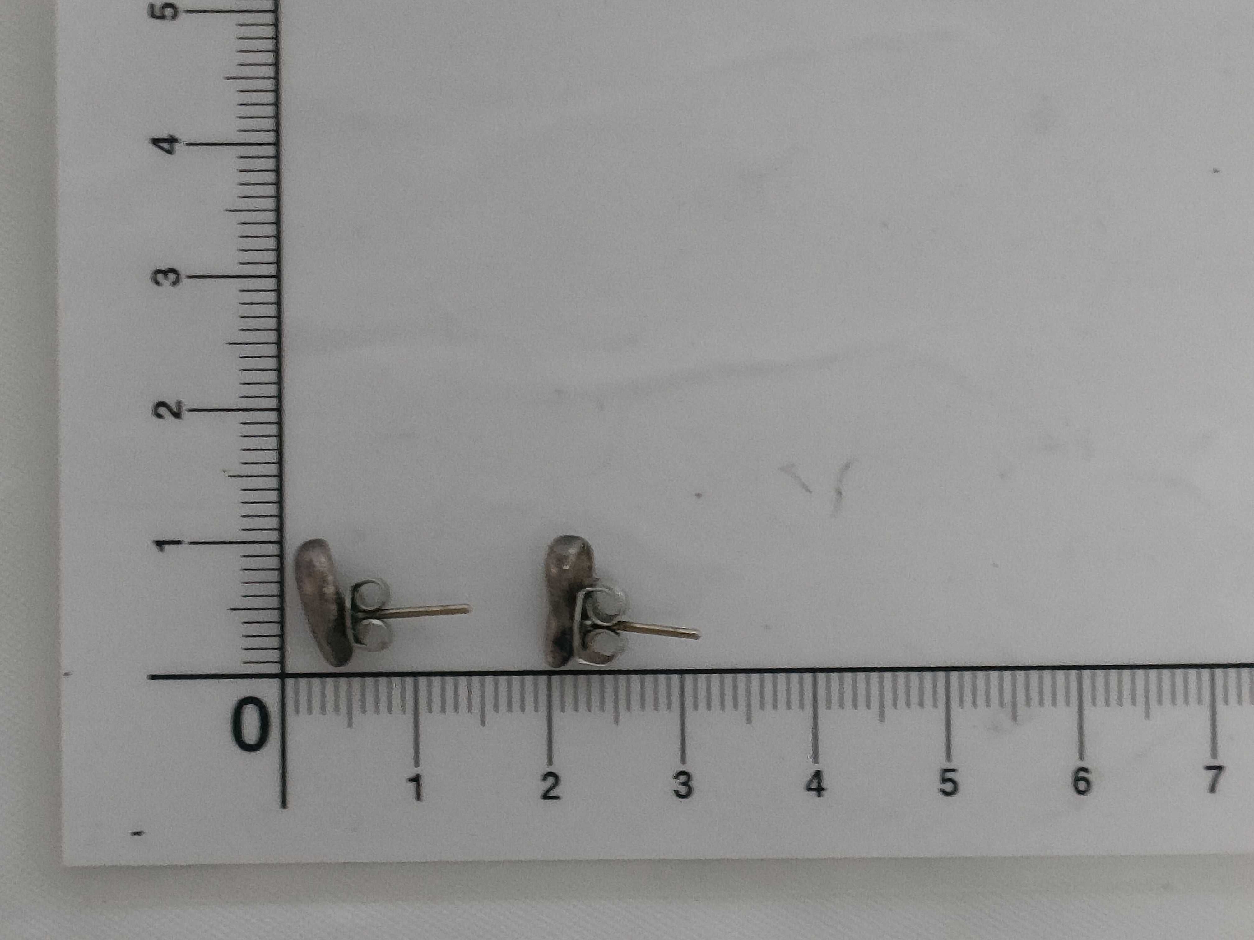 A Pair of Silver-Tone Bean Motif Stud Earrings