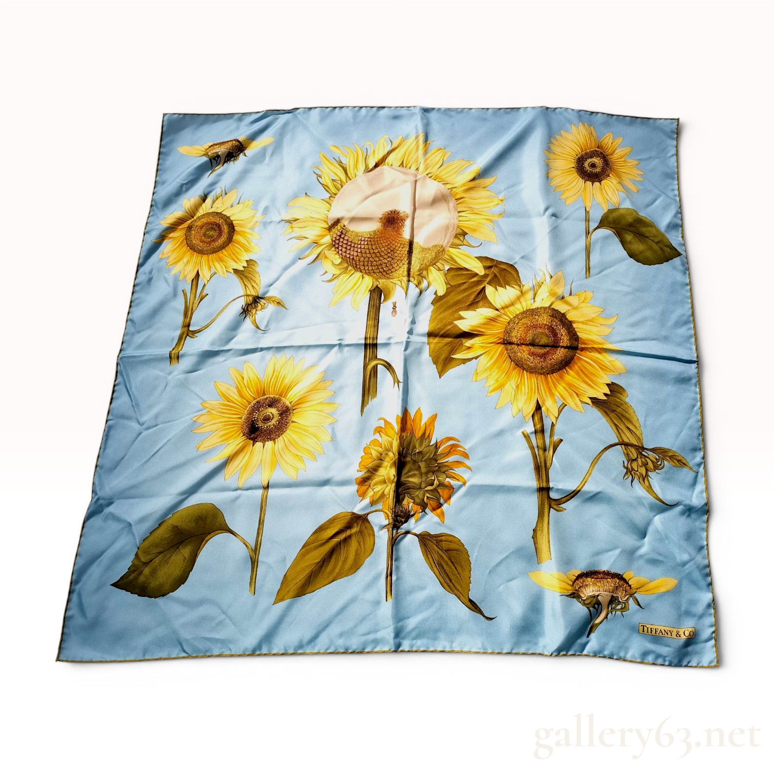 Tiffany and Co. Sunflower Print Silk Square Scarf