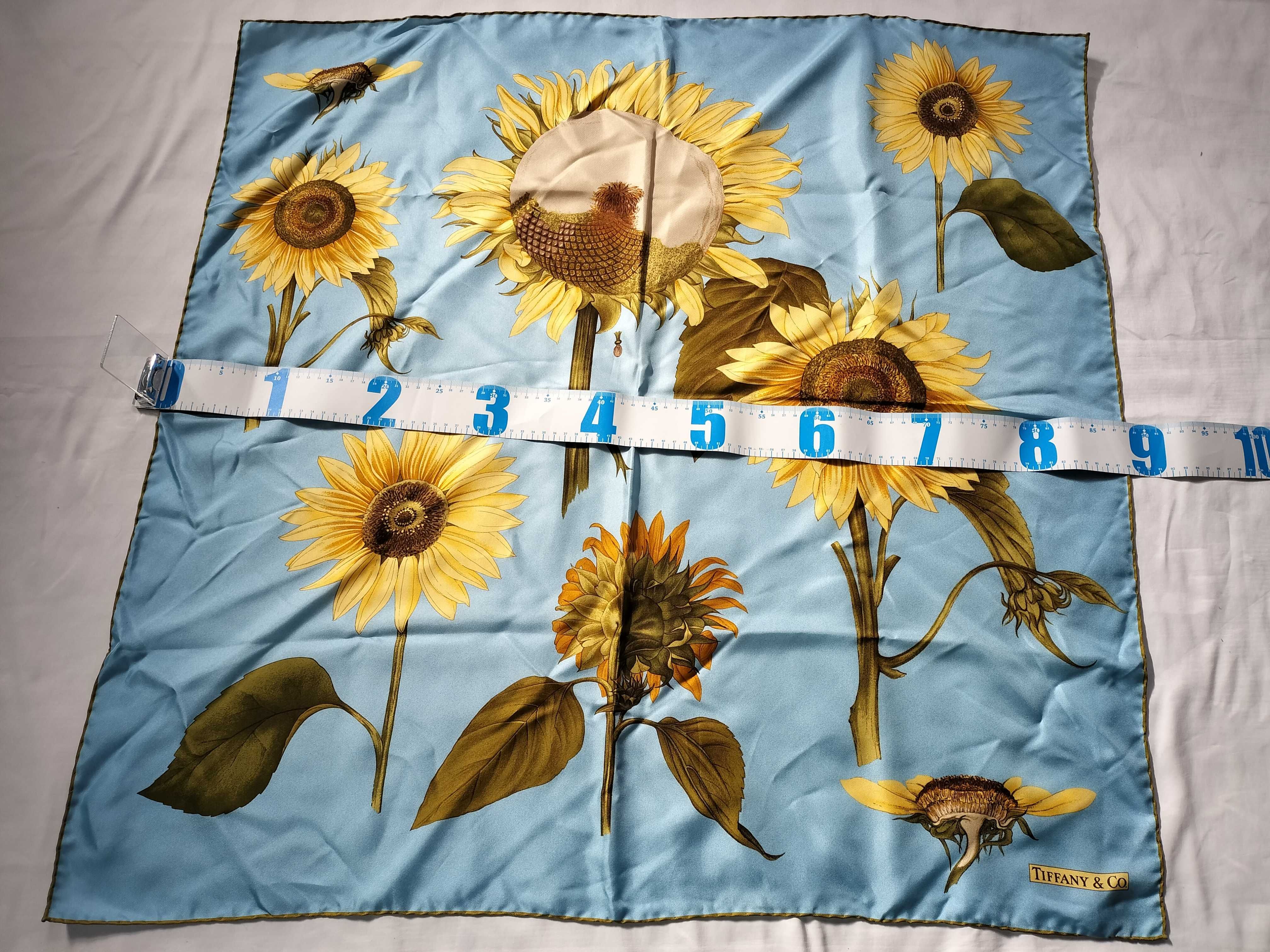 Tiffany and Co. Sunflower Print Silk Square Scarf