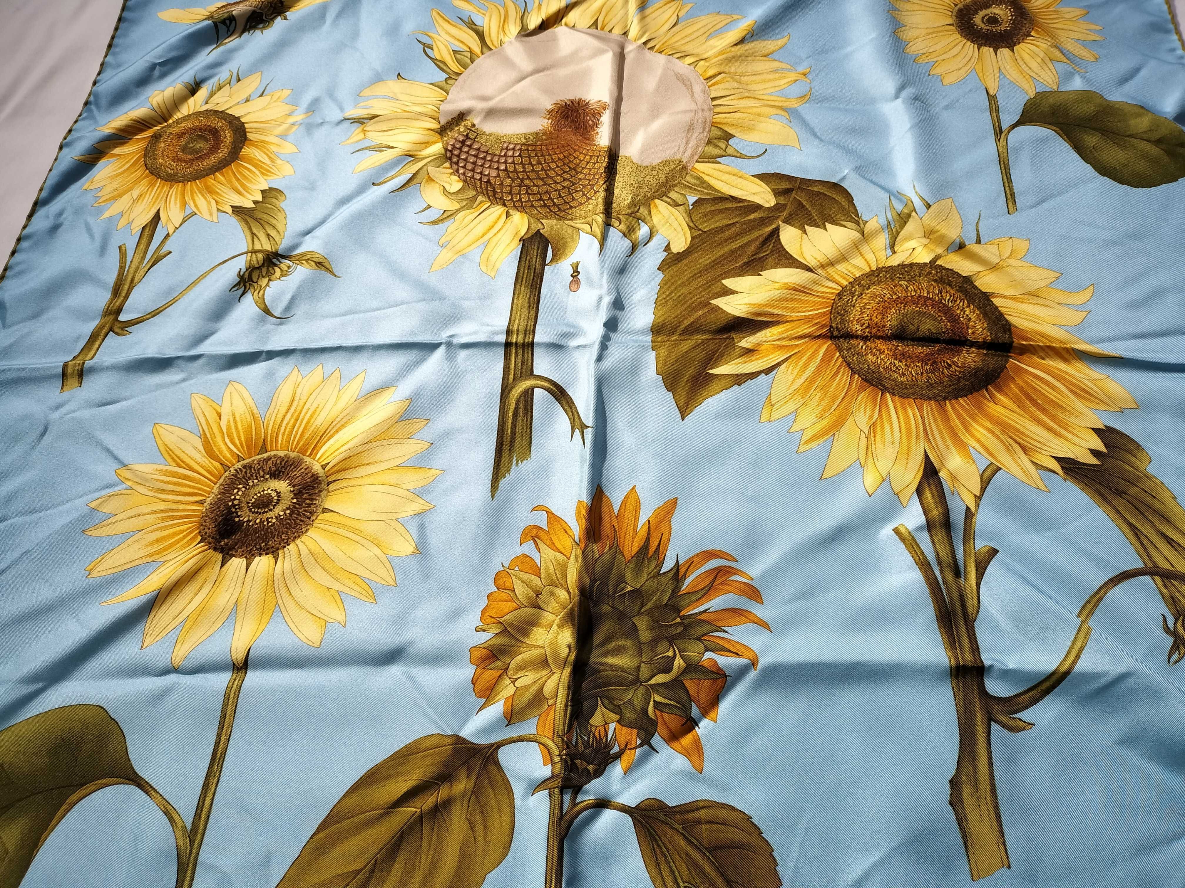 Tiffany and Co. Sunflower Print Silk Square Scarf