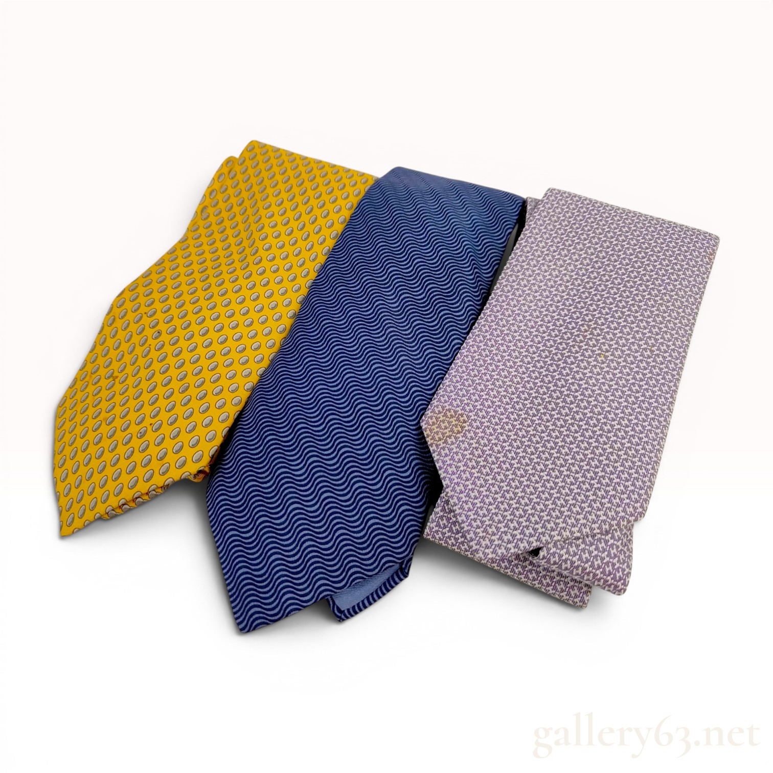 Three Hermes Silk Neckties