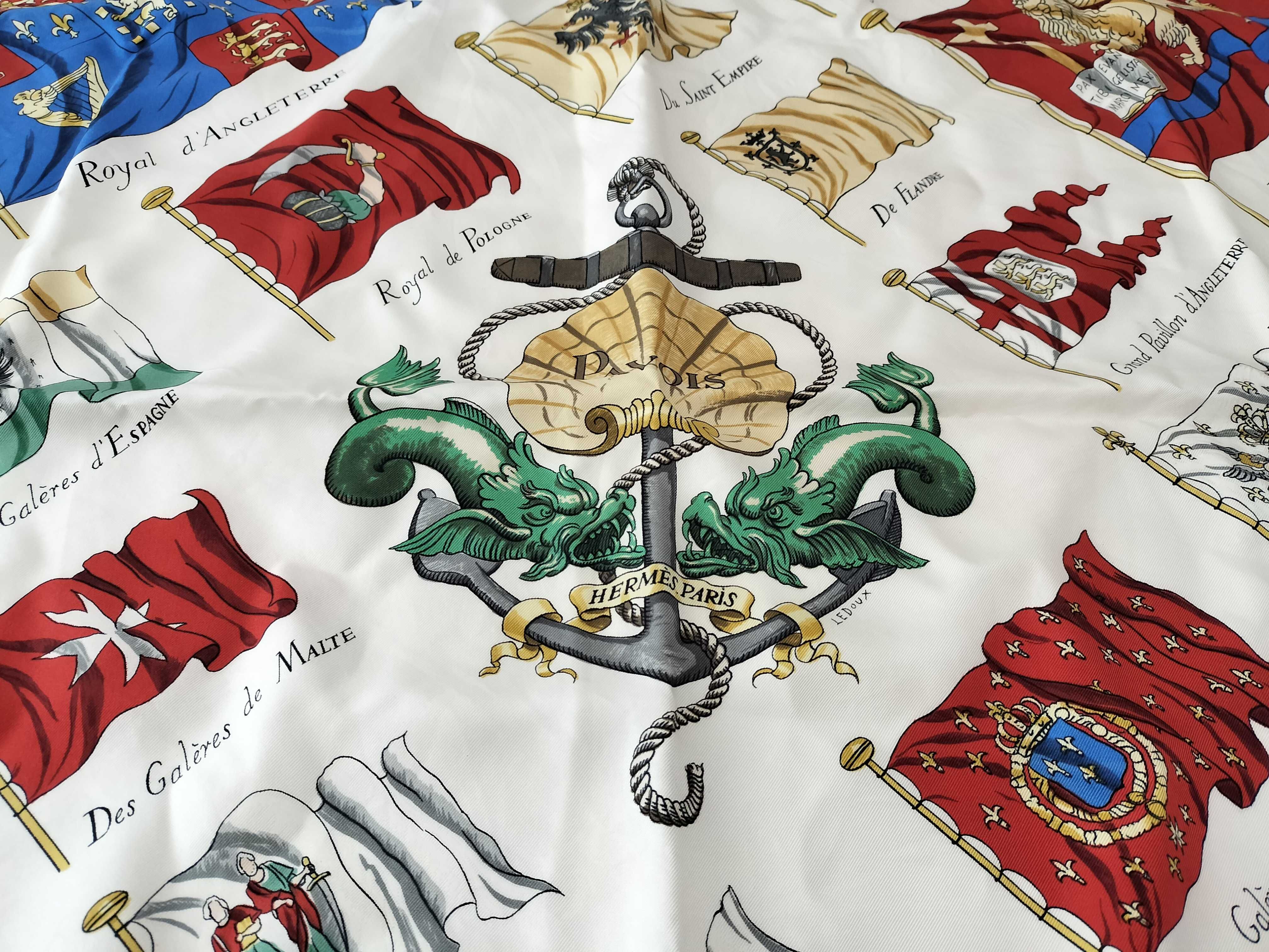 Hermes Pavois Silk Scarf Designed by Philippe Ledoux