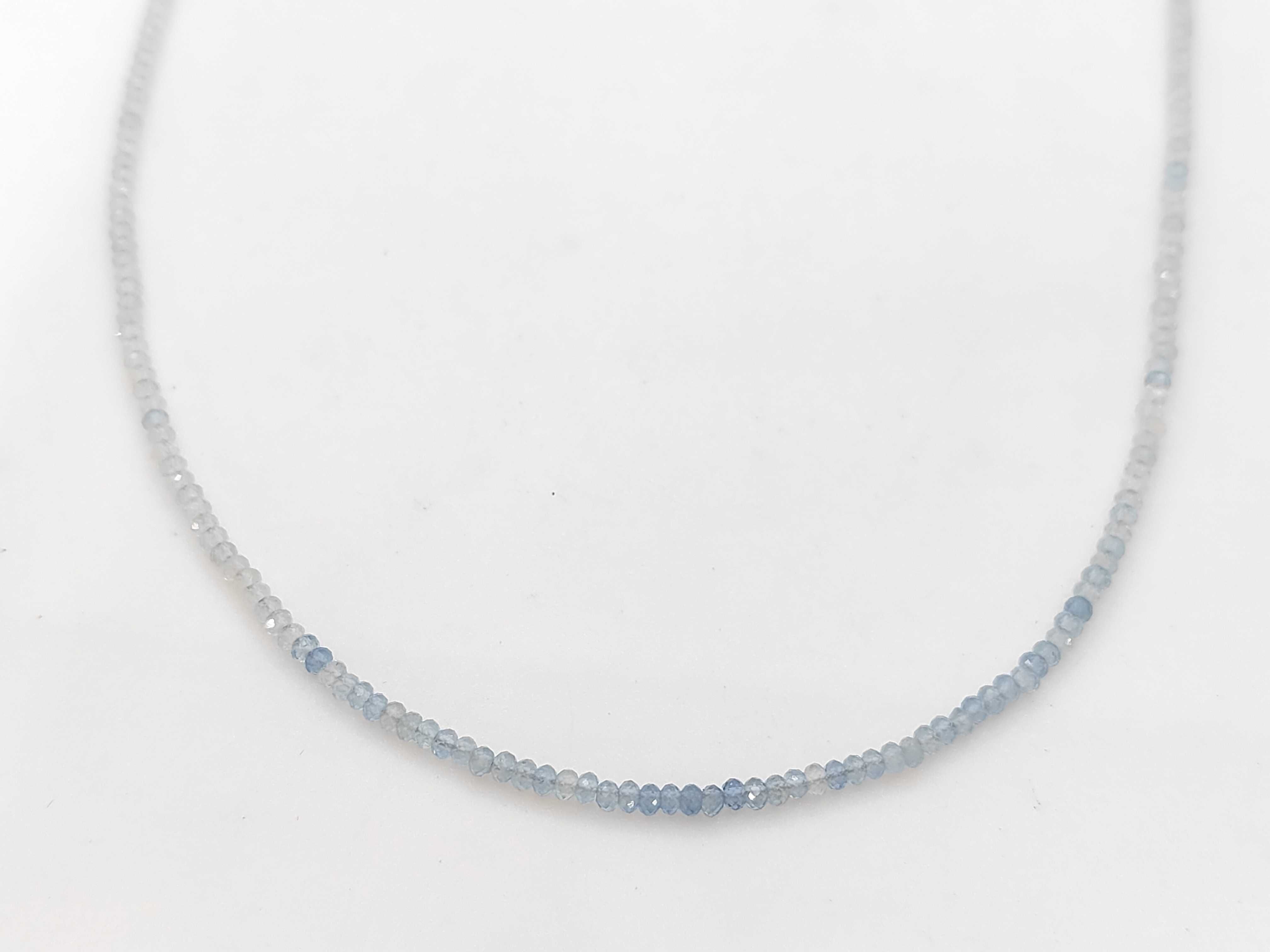 Natural Aquamarine Faceted Bead Necklace with Gold-Plated Sterling Silver Clasp