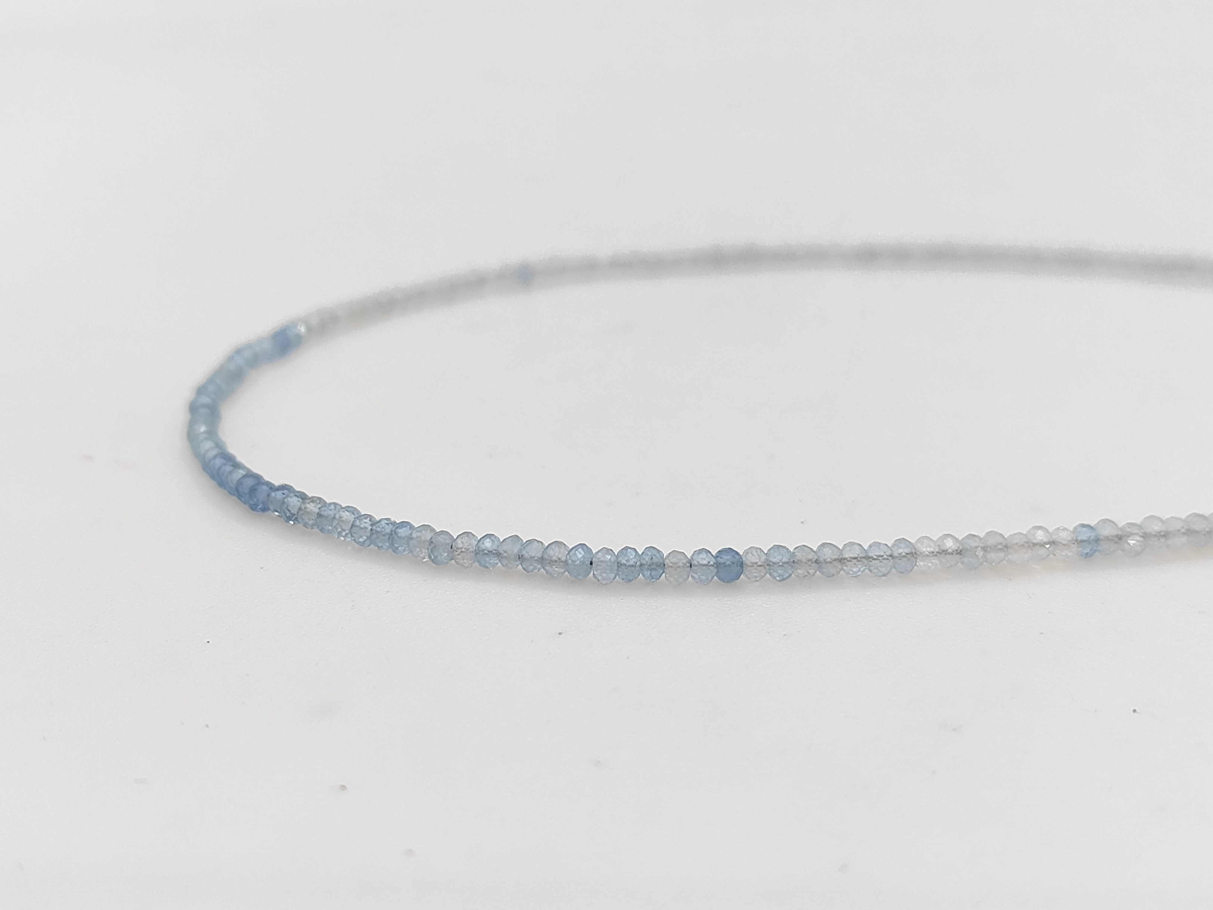 Natural Aquamarine Faceted Bead Necklace with Gold-Plated Sterling Silver Clasp