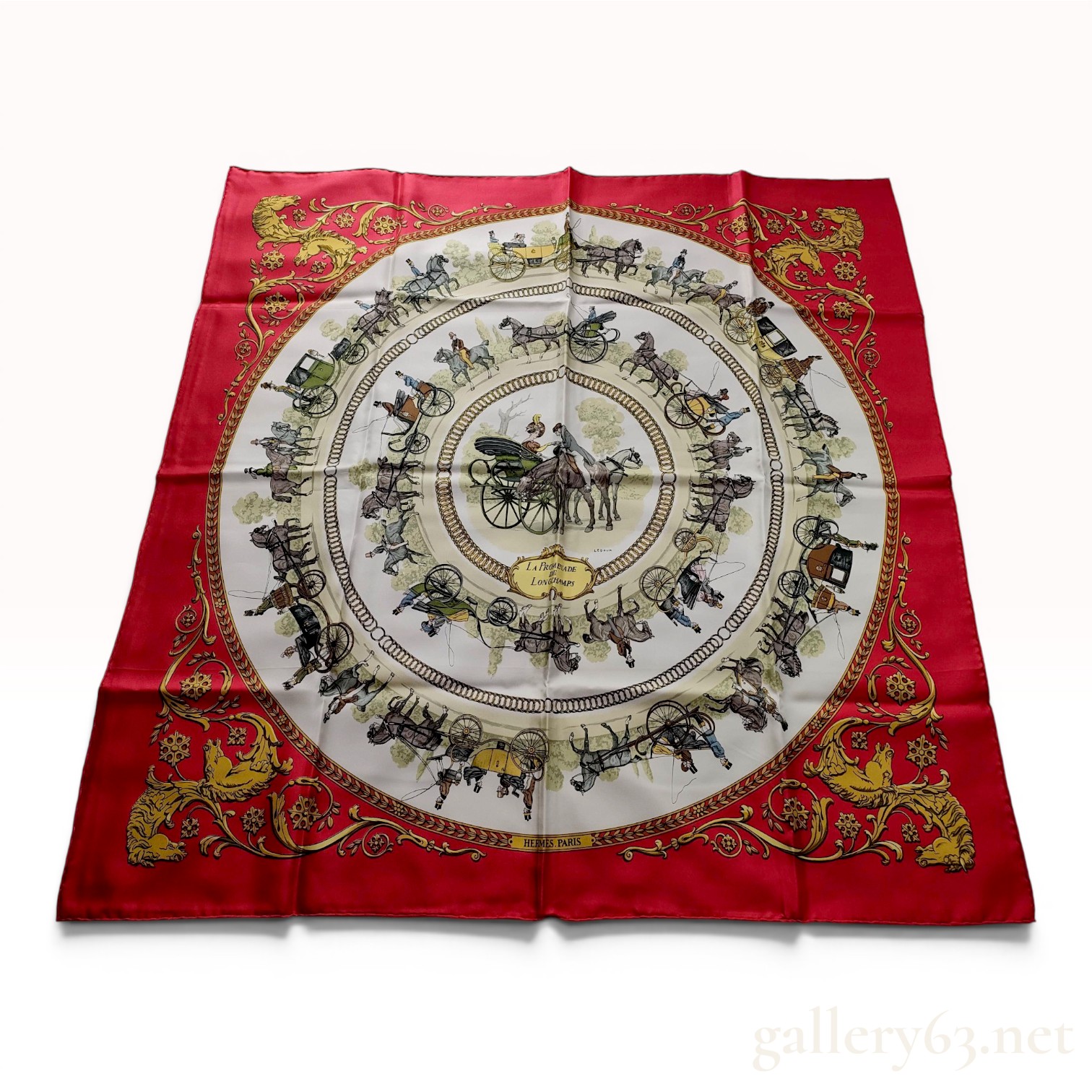 Hermes La Promenade de Longchamps Silk Scarf by Philippe Ledoux