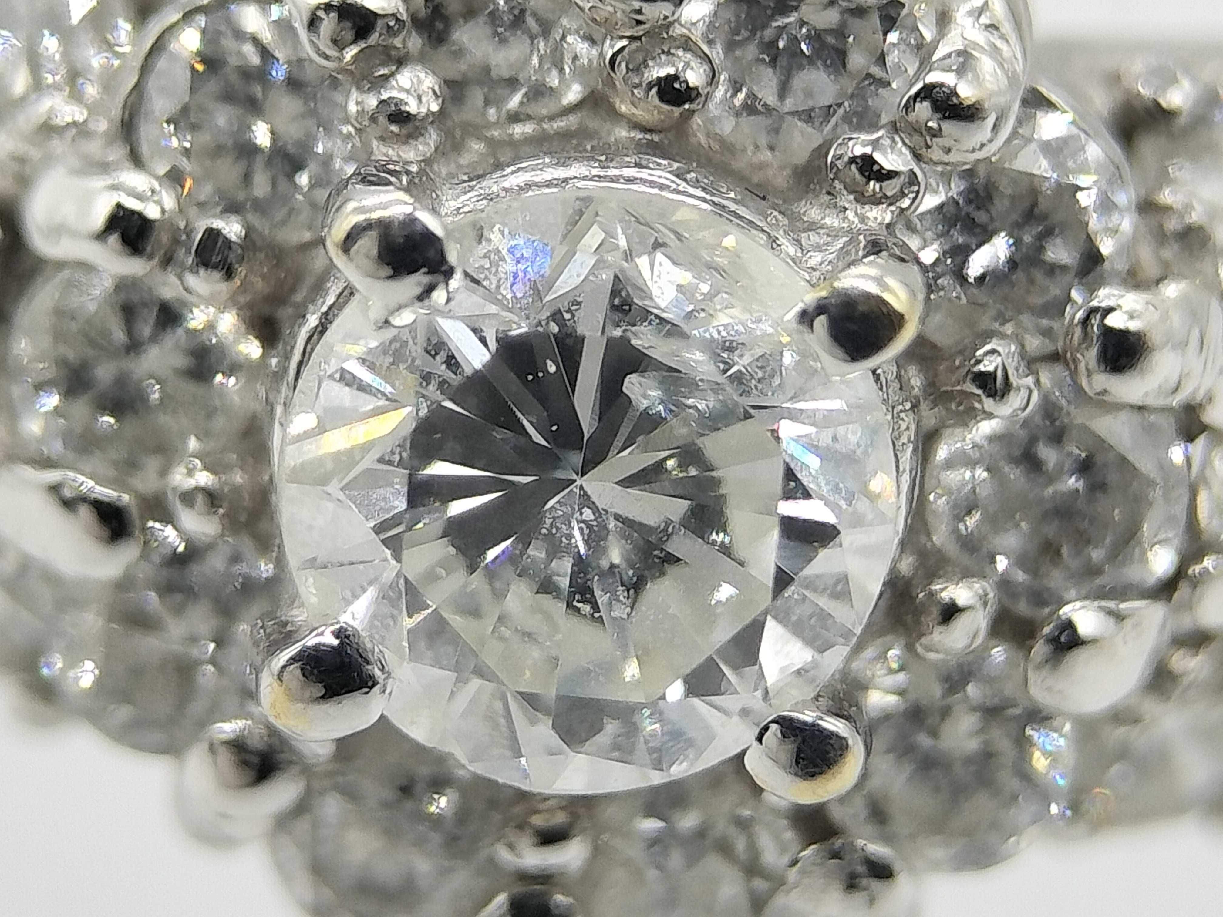 18K White Gold H-SI2-GD-FAINT 1.08ctw Diamond Halo Engagement Ring