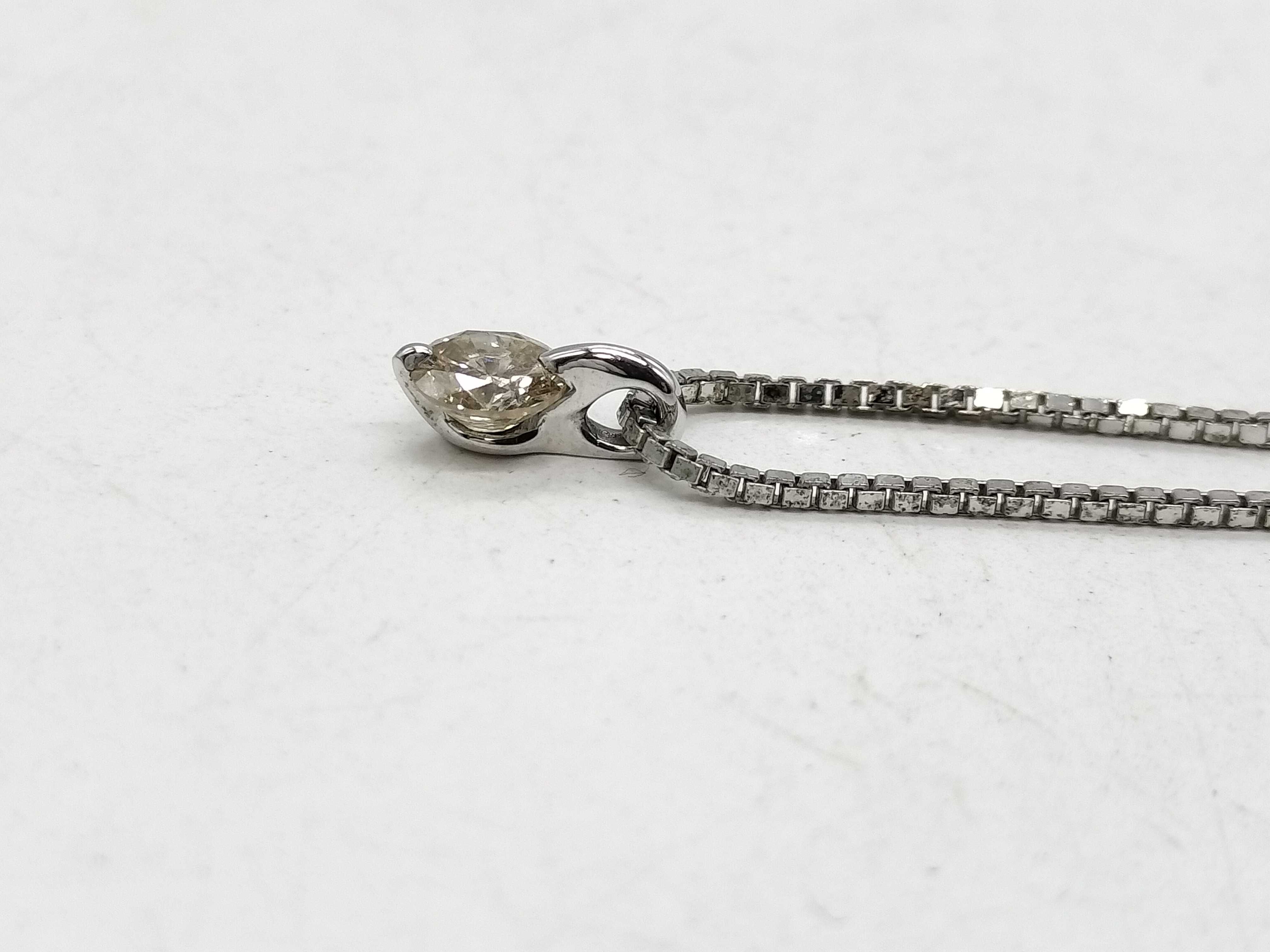 18K White Gold and 0.40 Carat Diamond Solitaire Pendant on Sterling Silver Chain