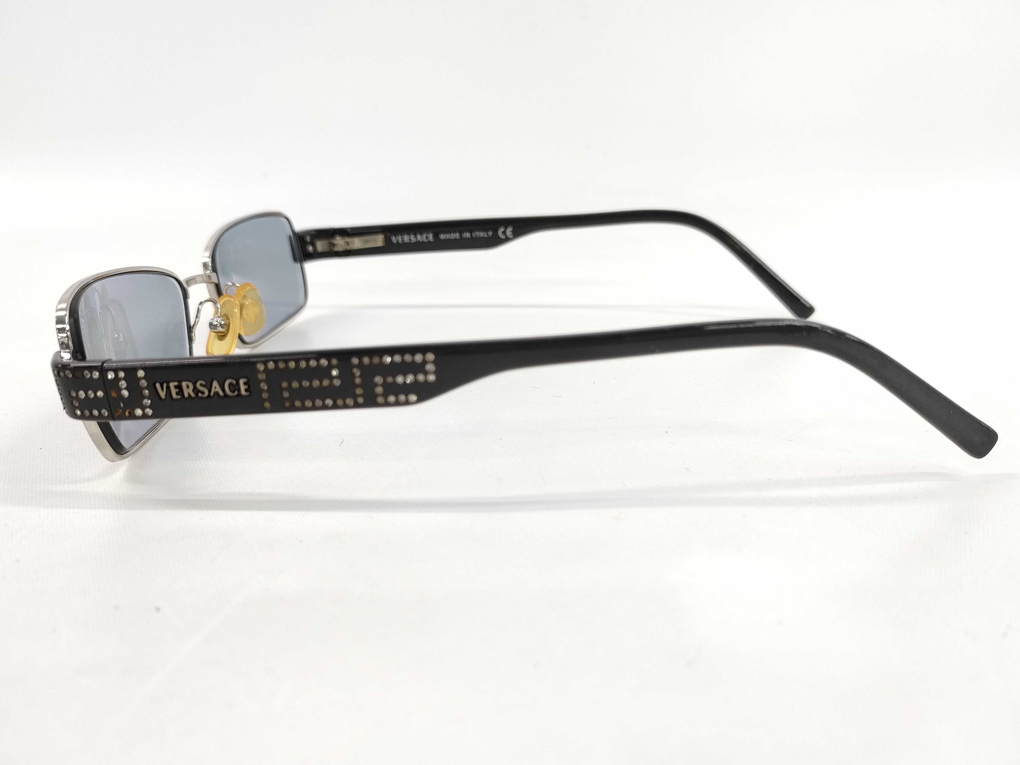 Versace Model 1093-B Rectangular Metal and Rhinestone Sunglasses