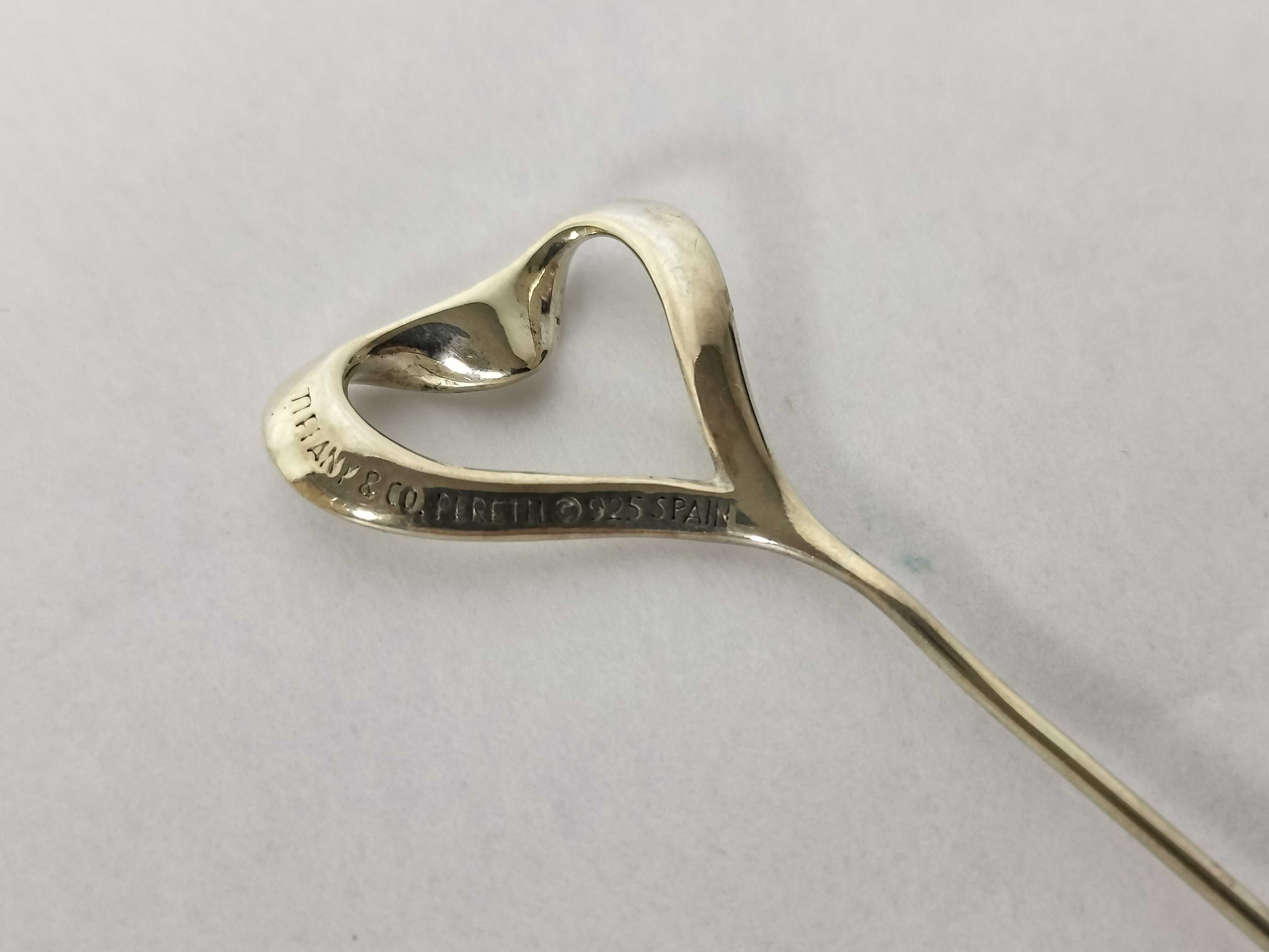 Tiffany and Co Elsa Peretti Sterling Silver Open Heart Stick Pin with Box