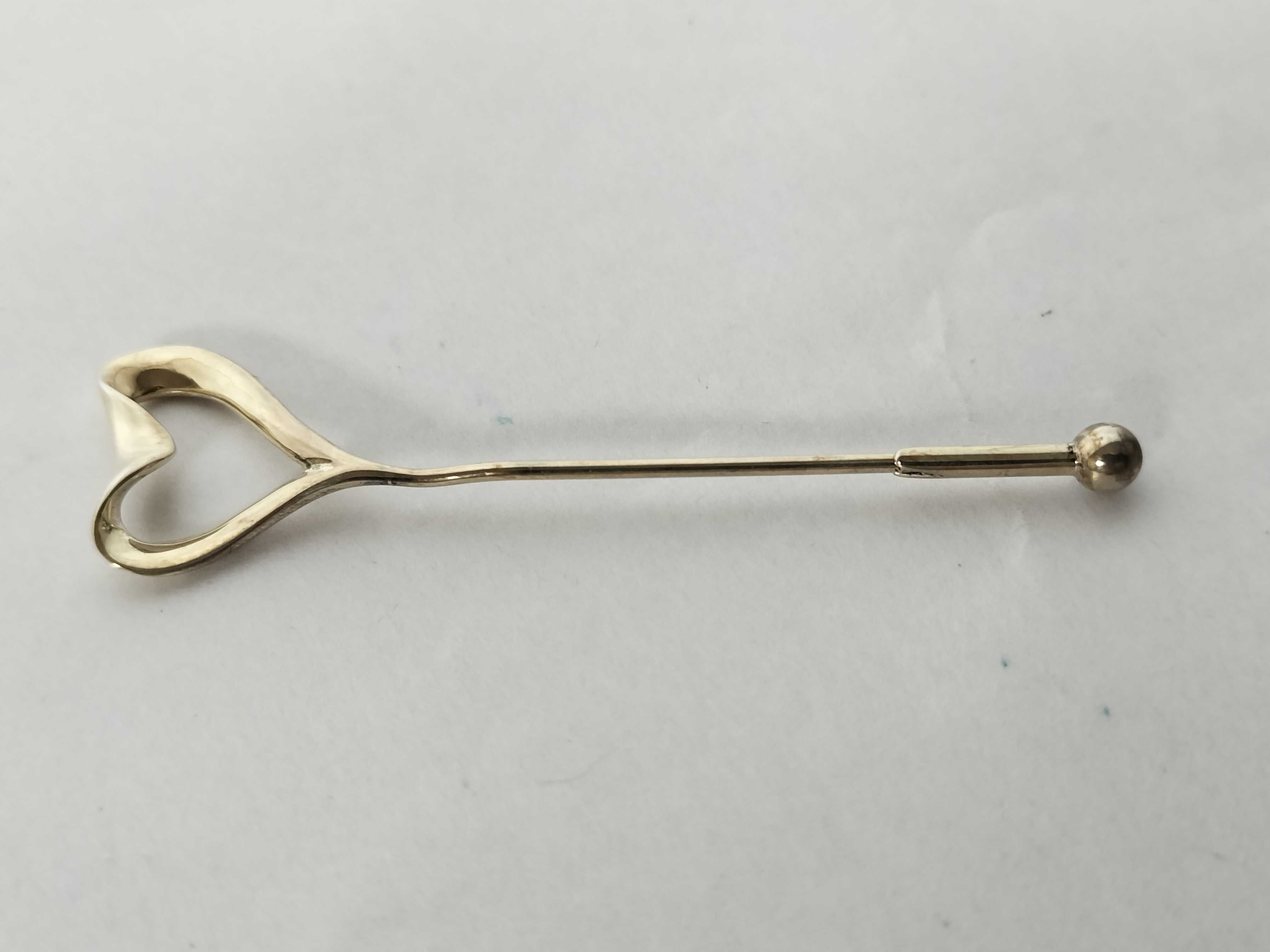 Tiffany and Co Elsa Peretti Sterling Silver Open Heart Stick Pin with Box