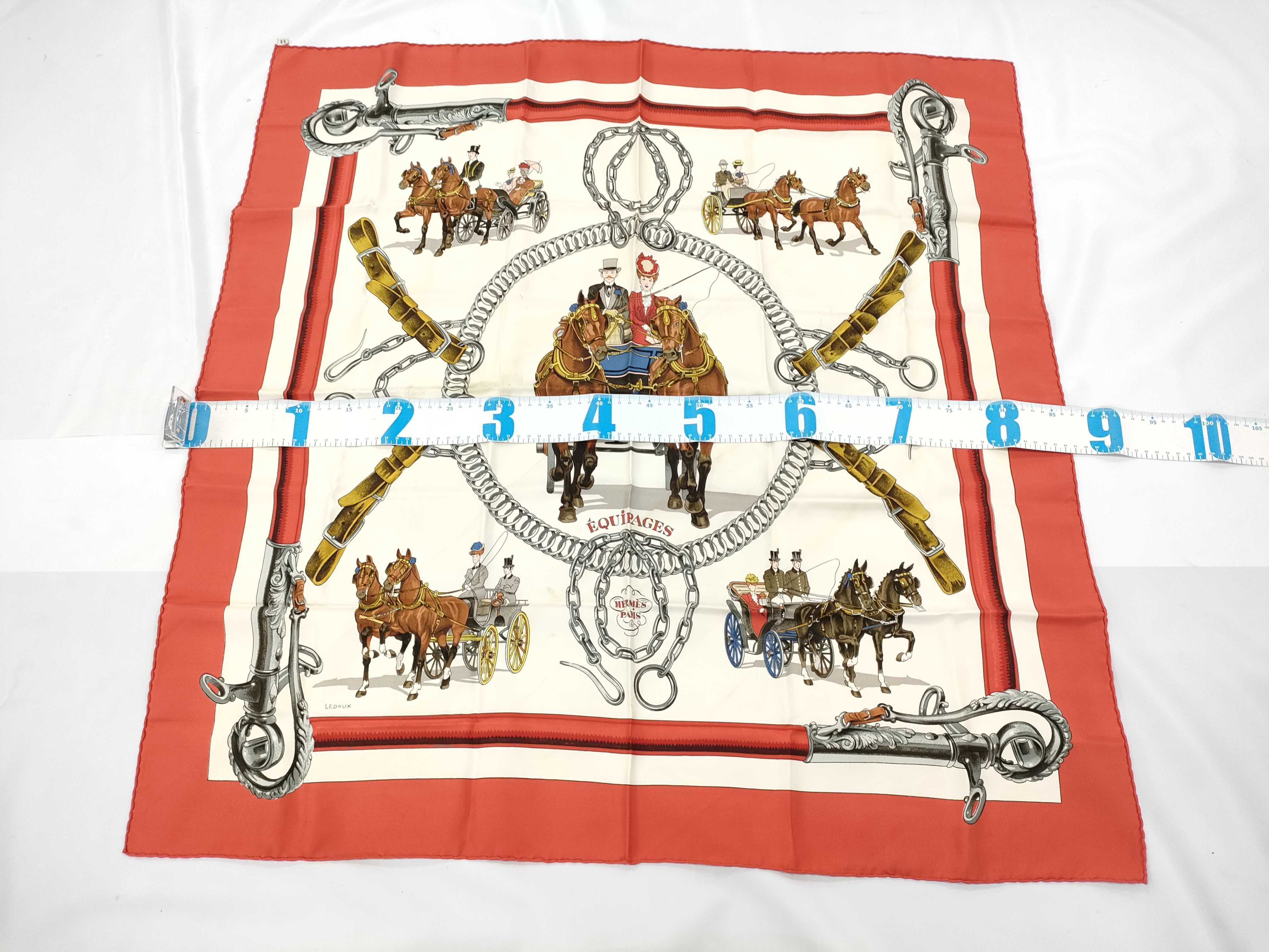 Hermes Silk Carre Scarf in Equipages Pattern by Philippe Ledoux