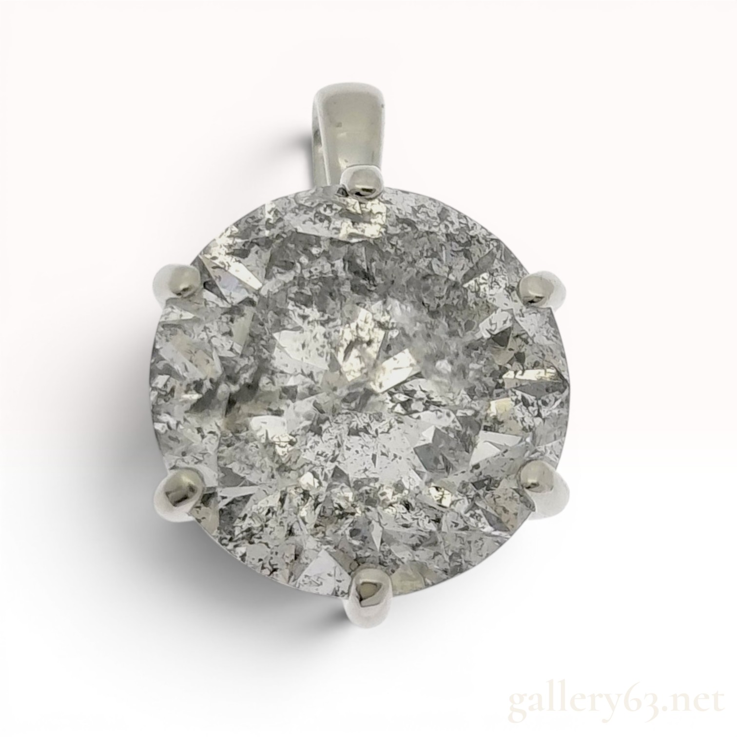 2.00 Carat Salt and Pepper Diamond and Platinum Pendant