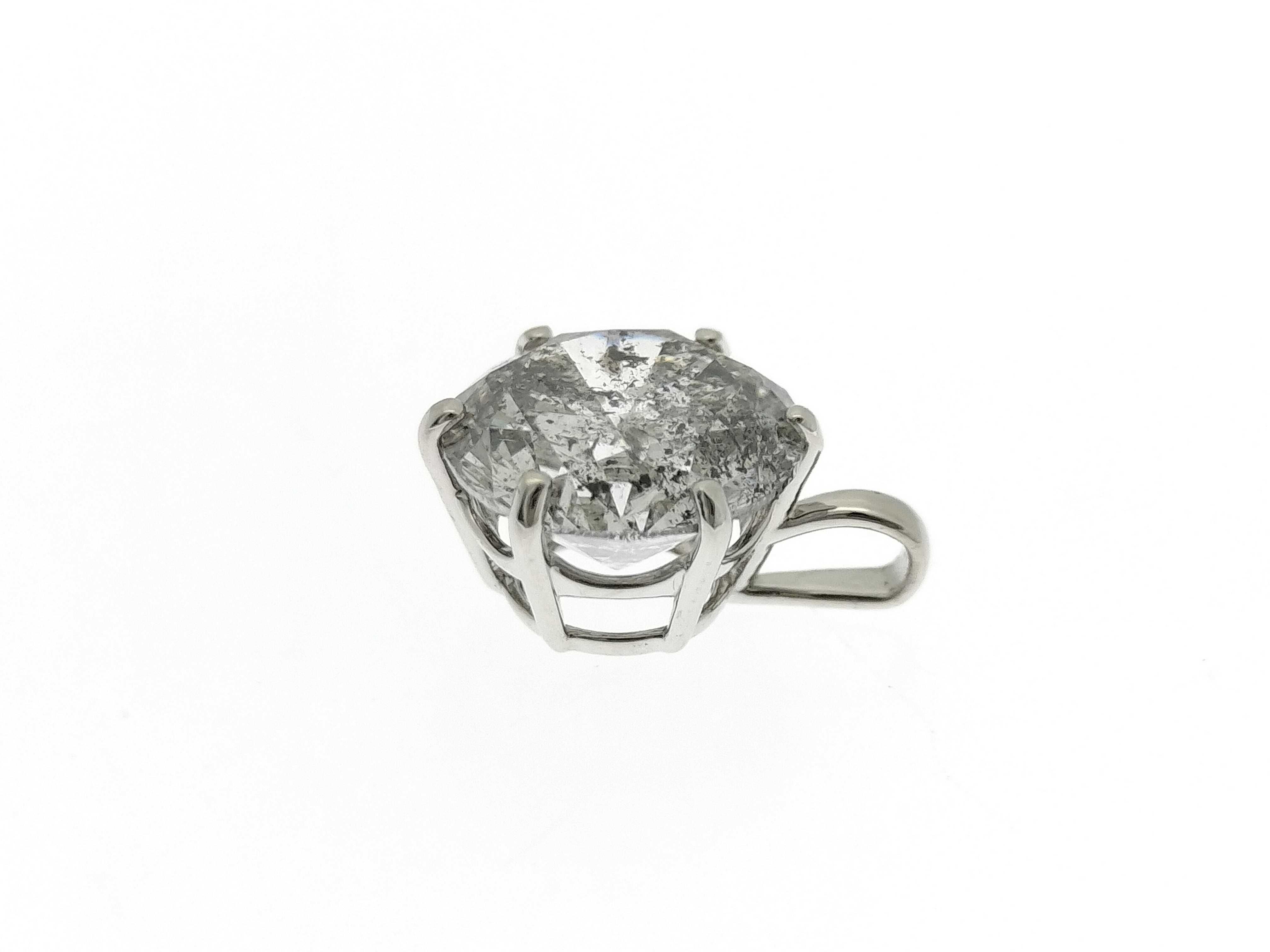 2.00 Carat Salt and Pepper Diamond and Platinum Pendant