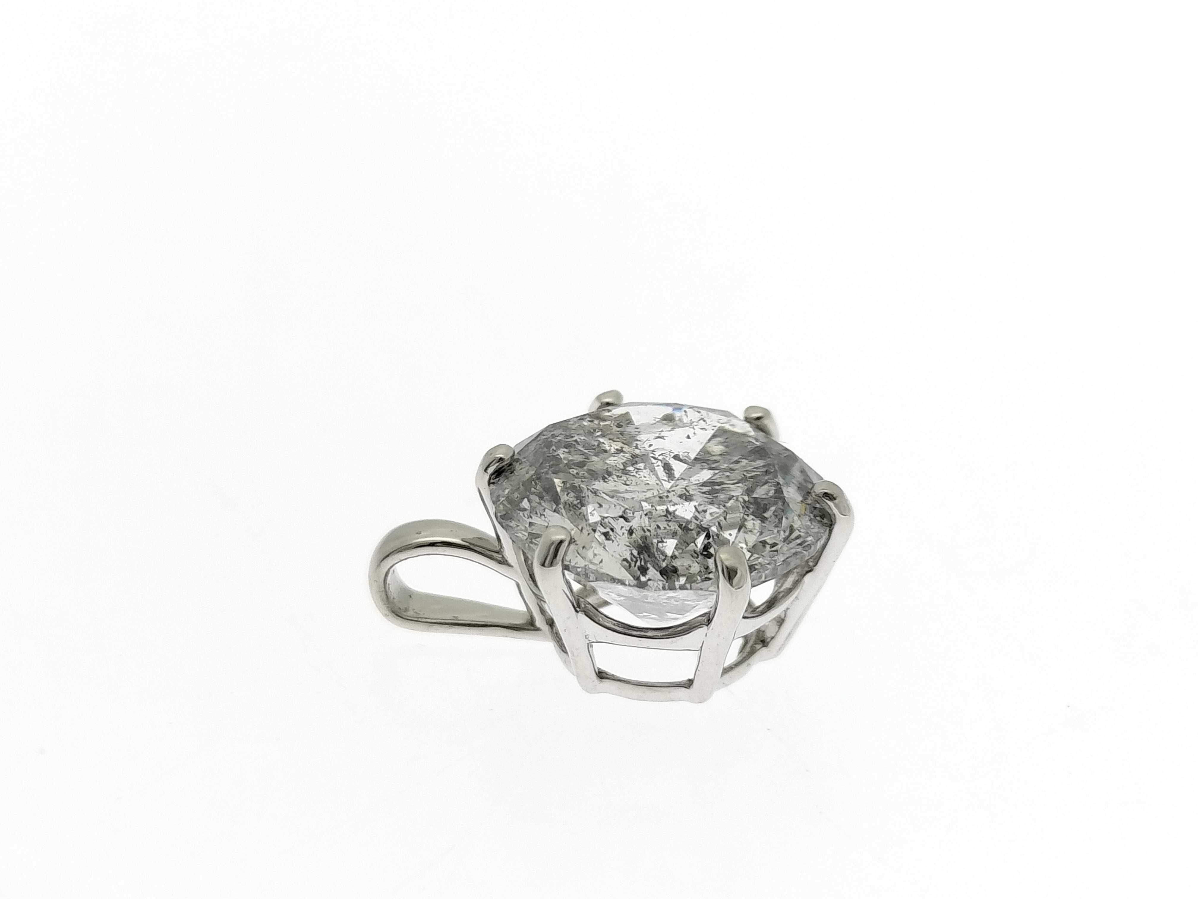 2.00 Carat Salt and Pepper Diamond and Platinum Pendant