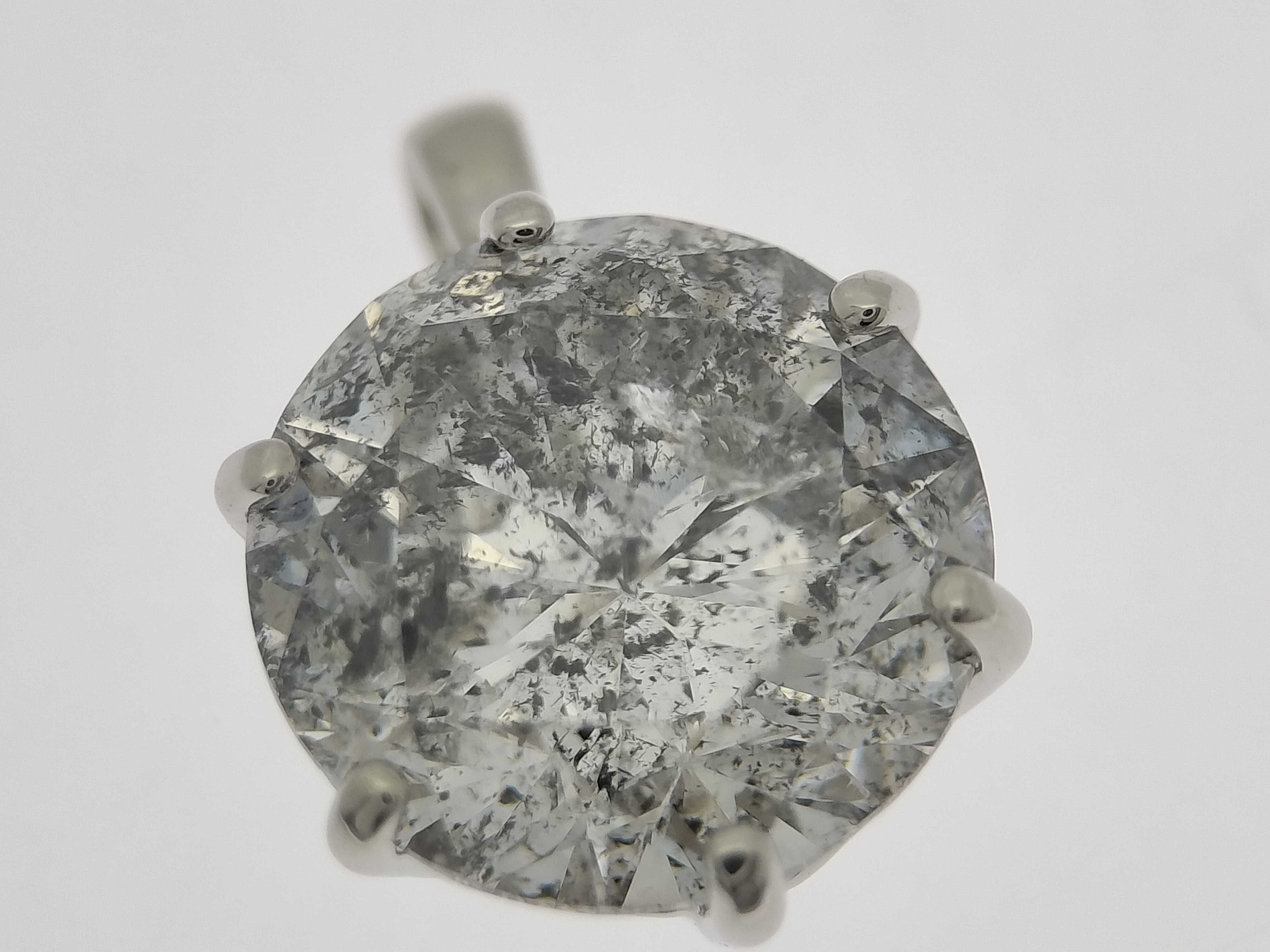 2.00 Carat Salt and Pepper Diamond and Platinum Pendant
