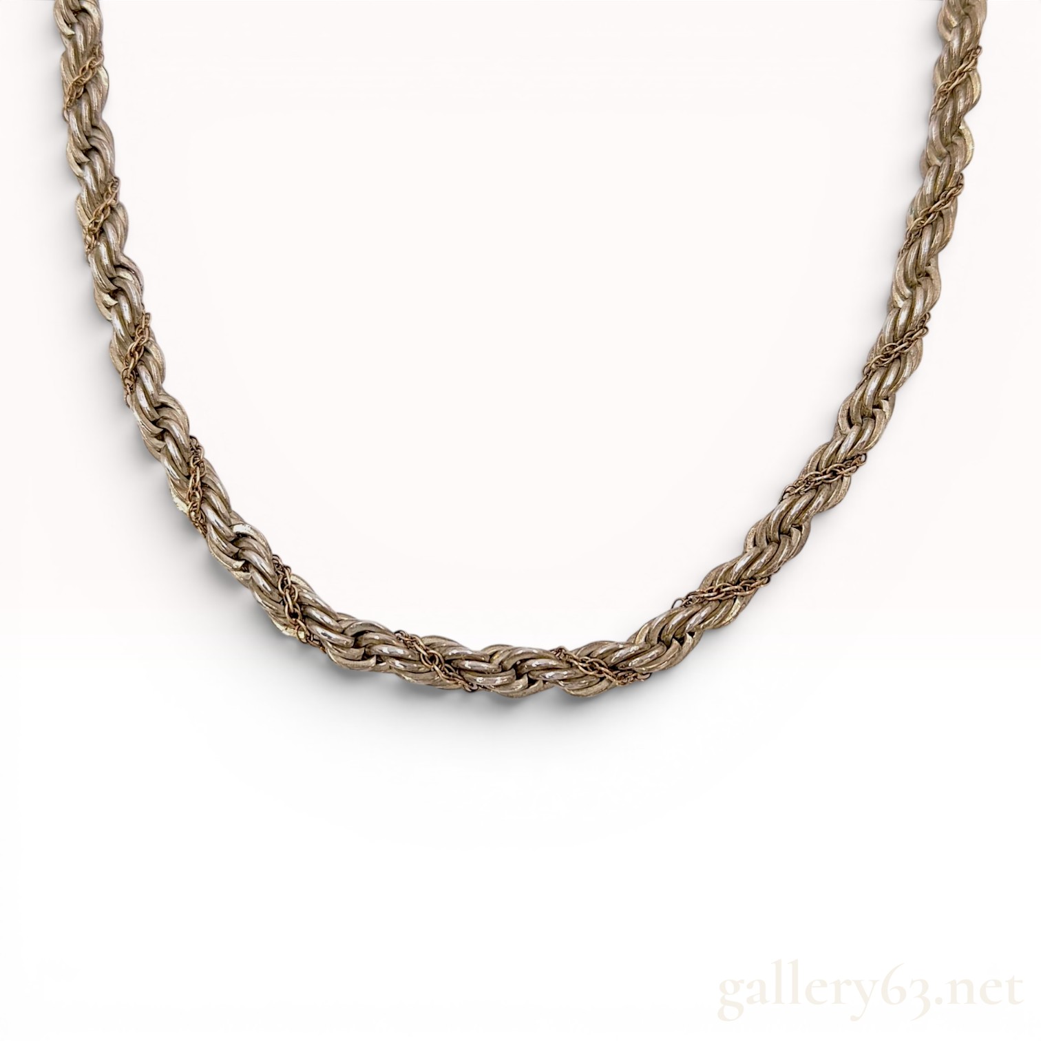 Tiffany & Co. Two-Tone Sterling Silver and 14k Gold Rope Chain Necklace