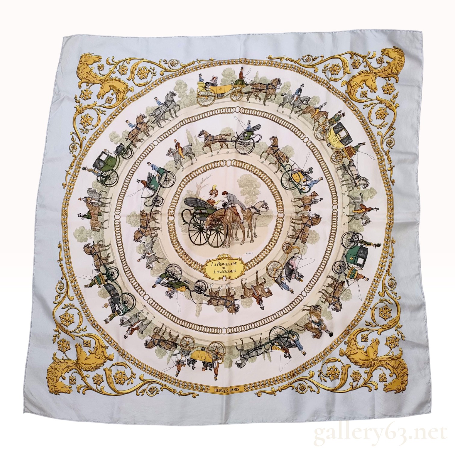 Hermes La Promenade de Longchamps Silk Scarf by Philippe Ledoux