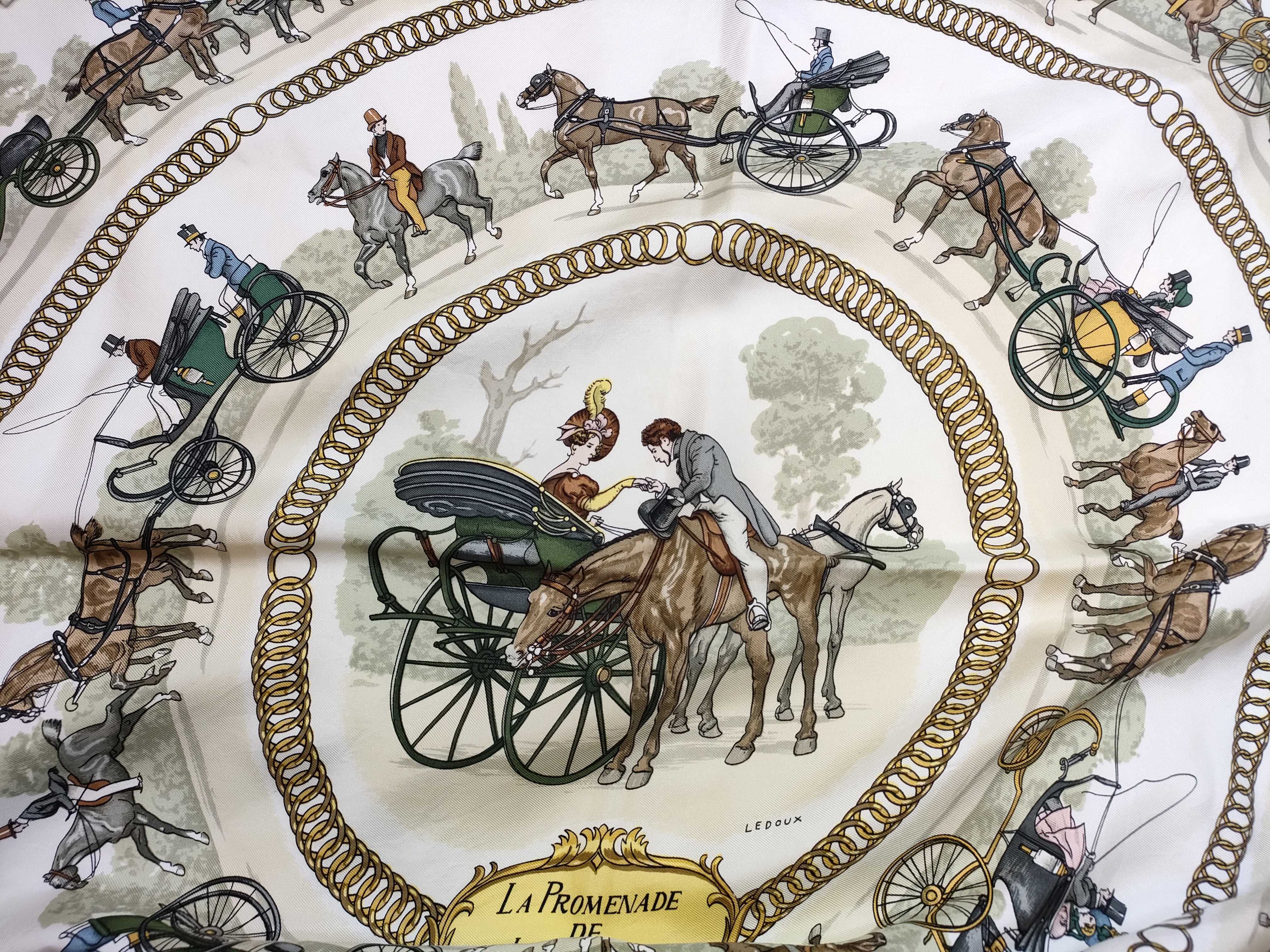 Hermes La Promenade de Longchamps Silk Scarf by Philippe Ledoux