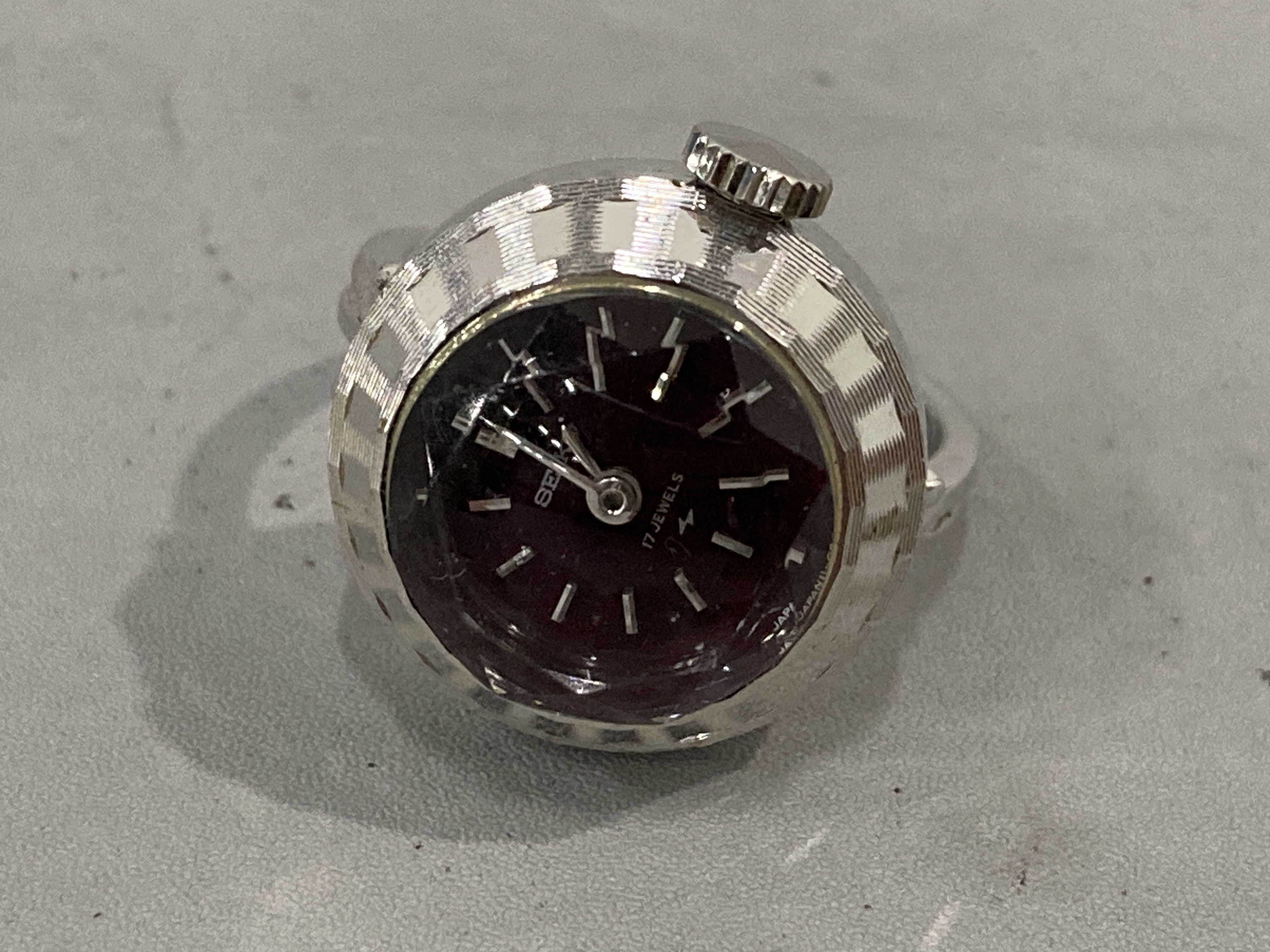 Two Vintage Seiko 17-Jewel Manual-Wind Specialty Watches: Ring Watch 11-0290 and Triangular Pendant Watch 11-8360
