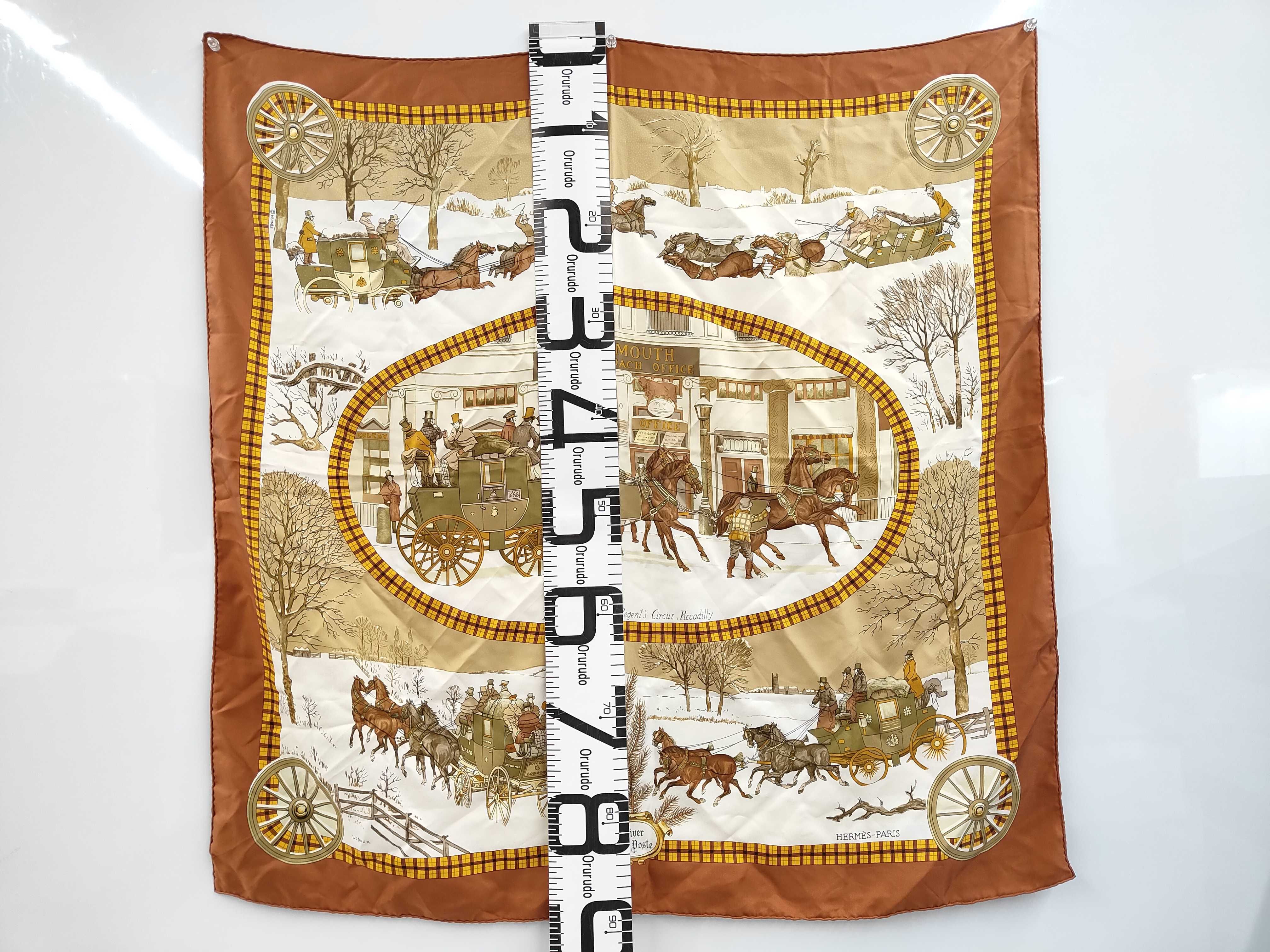 Hermes L'Hiver en Poste Silk Scarf by Philippe Ledoux